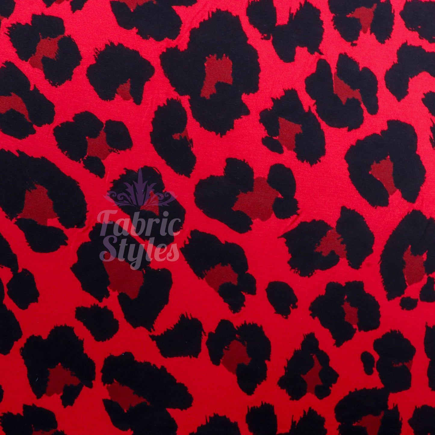 Red Leopard Print Viscose Elastane Fabric