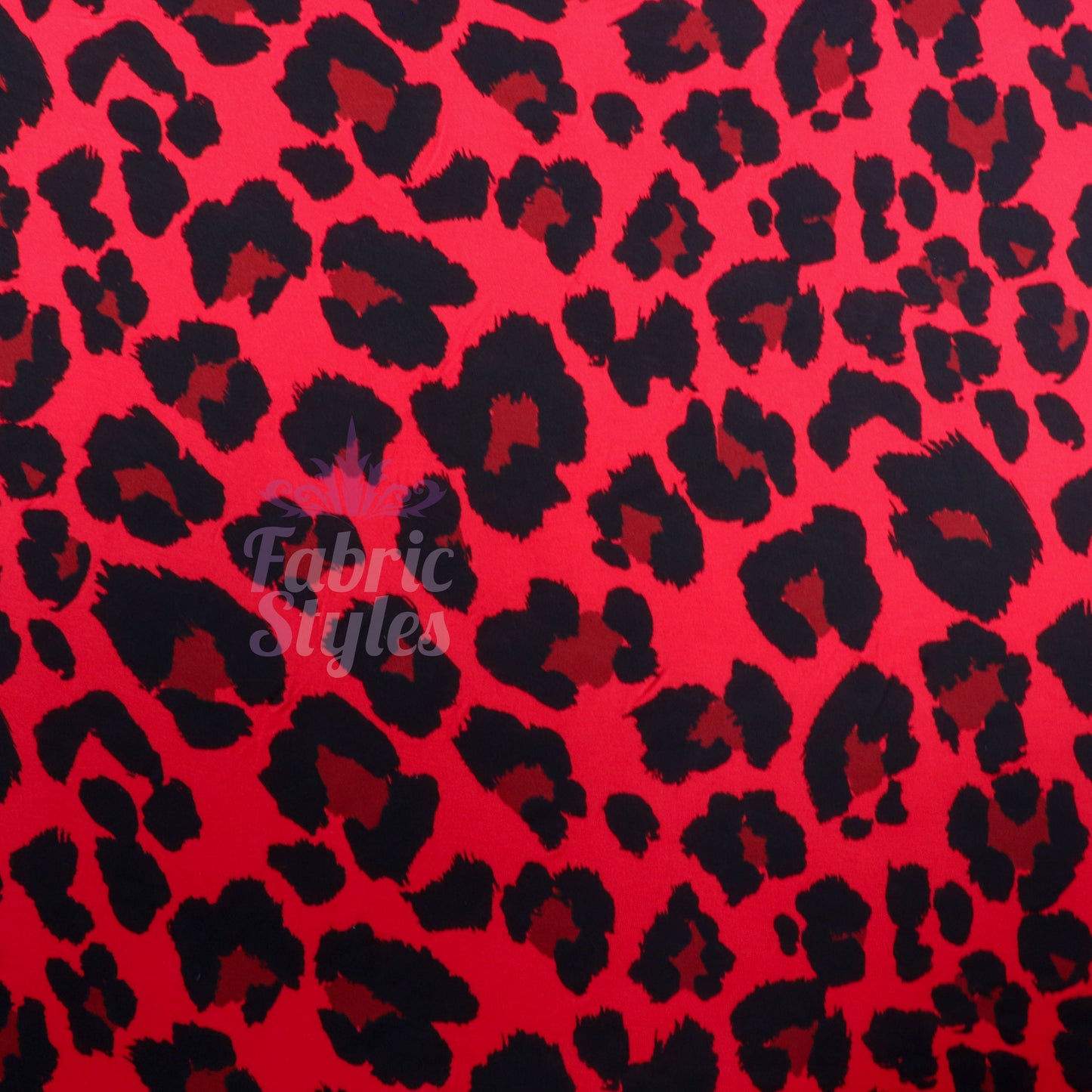Red Leopard Print Viscose Elastane Fabric