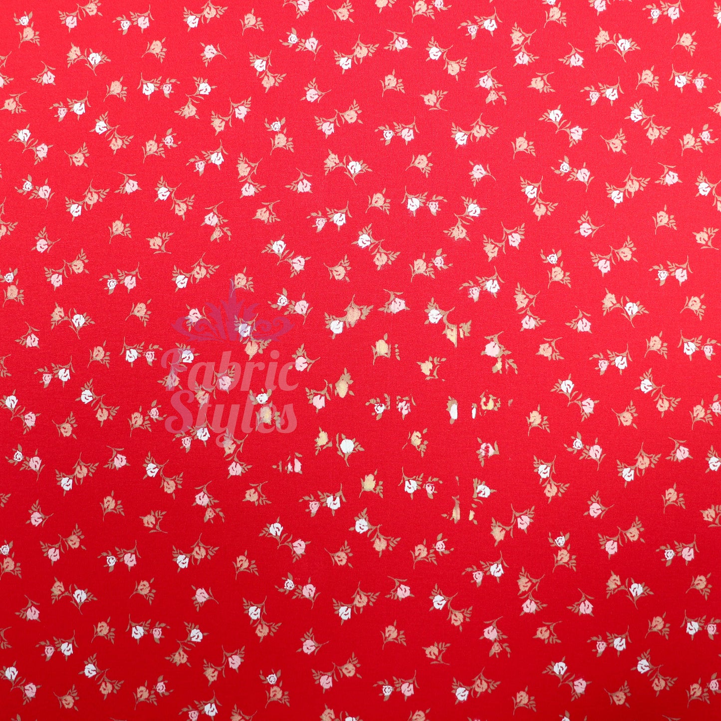 Red Ditsy White Yellow Viscose Elastane Fabric