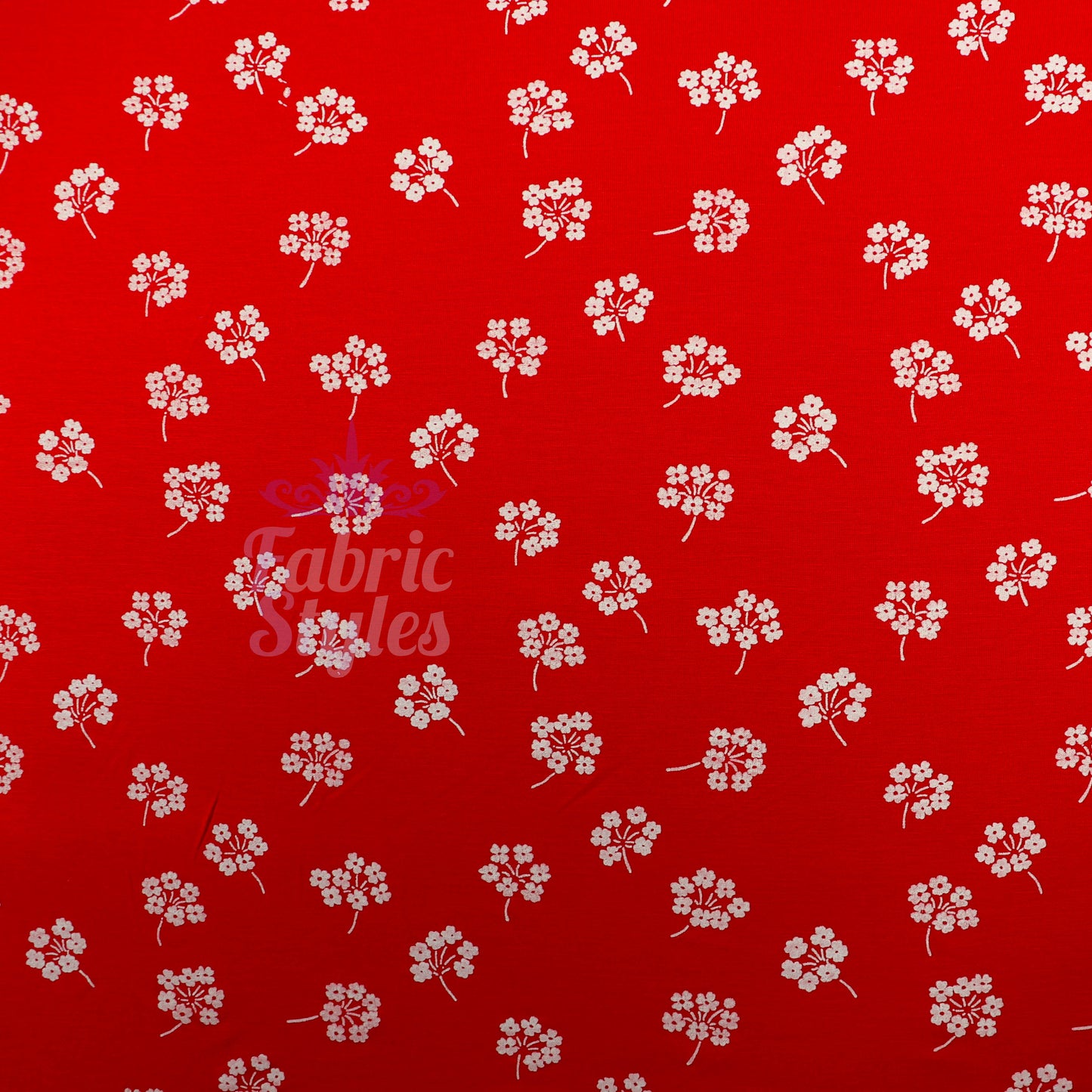 Red Floral White Bouquet Viscose Elastane Fabric