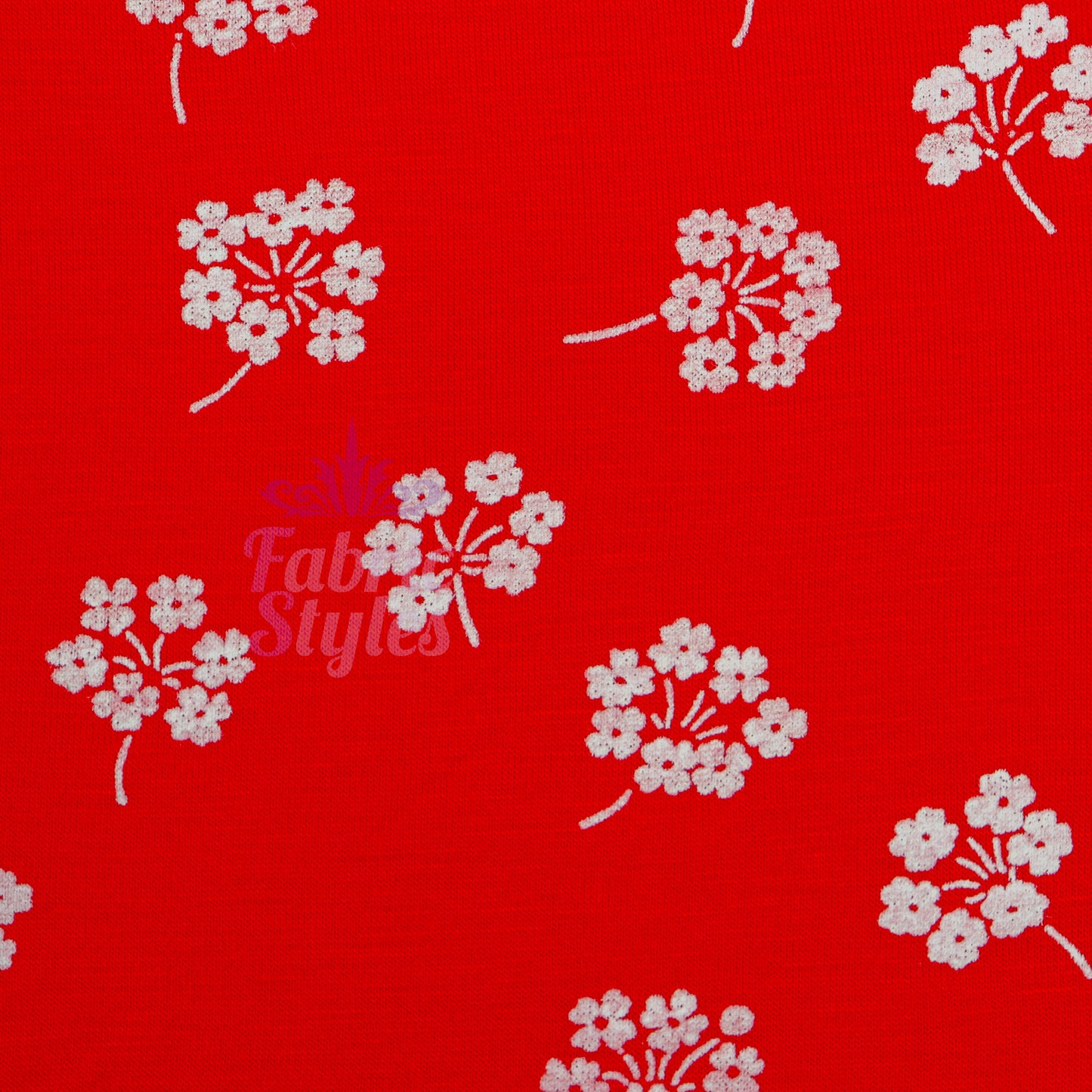 Red Floral White Bouquet Viscose Elastane Fabric