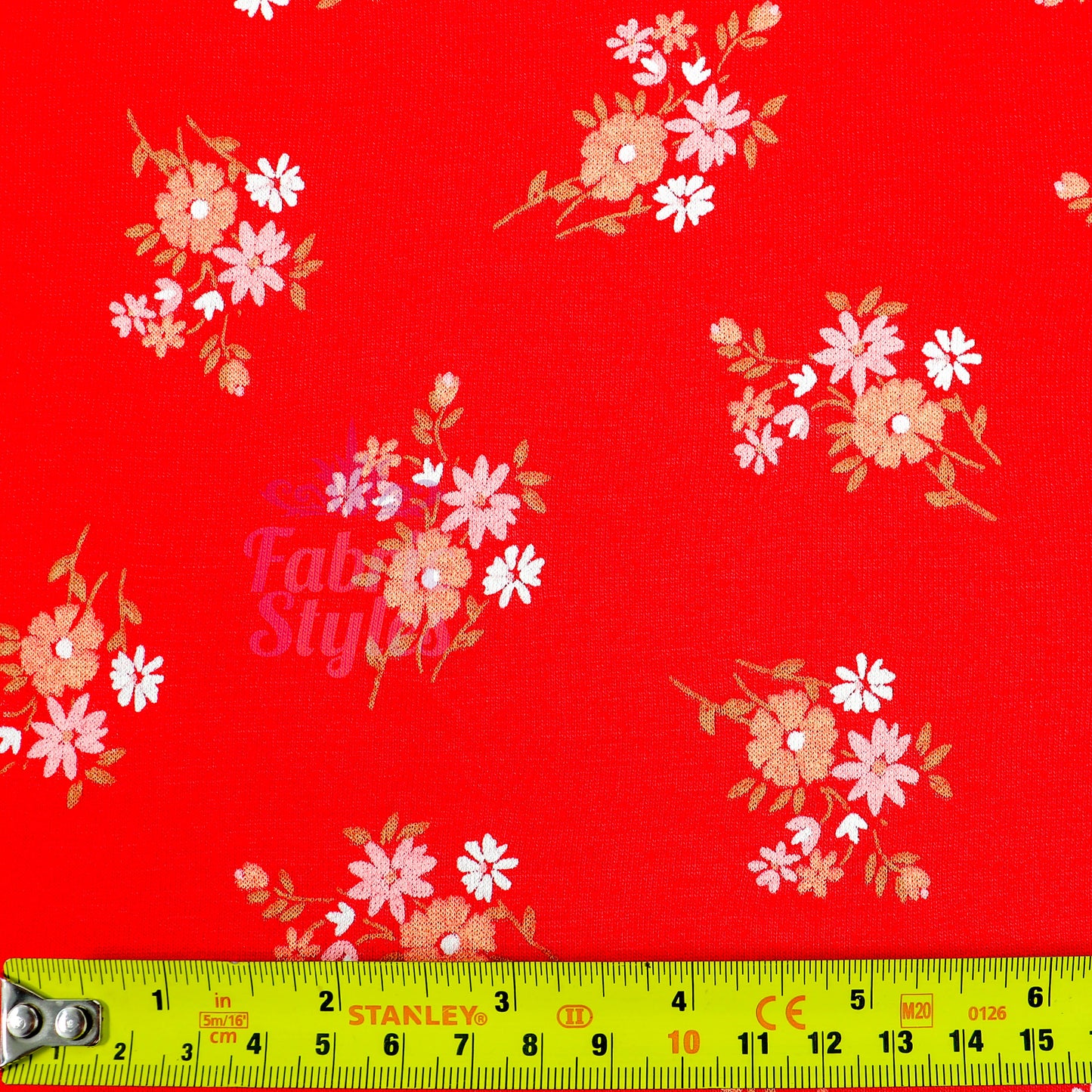 Red Floral Bouquet Viscose Elastane Fabric