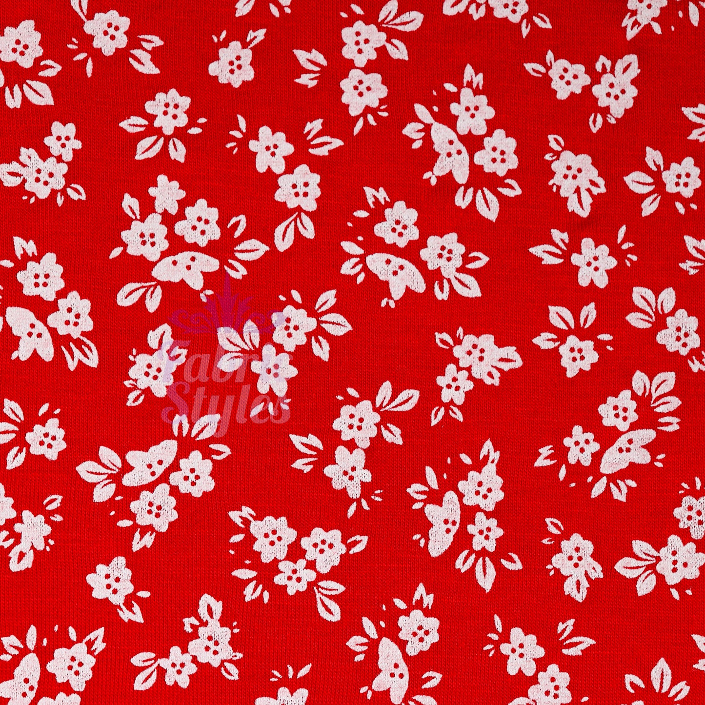 Red Ditsy Floral Viscose Elastane Fabric