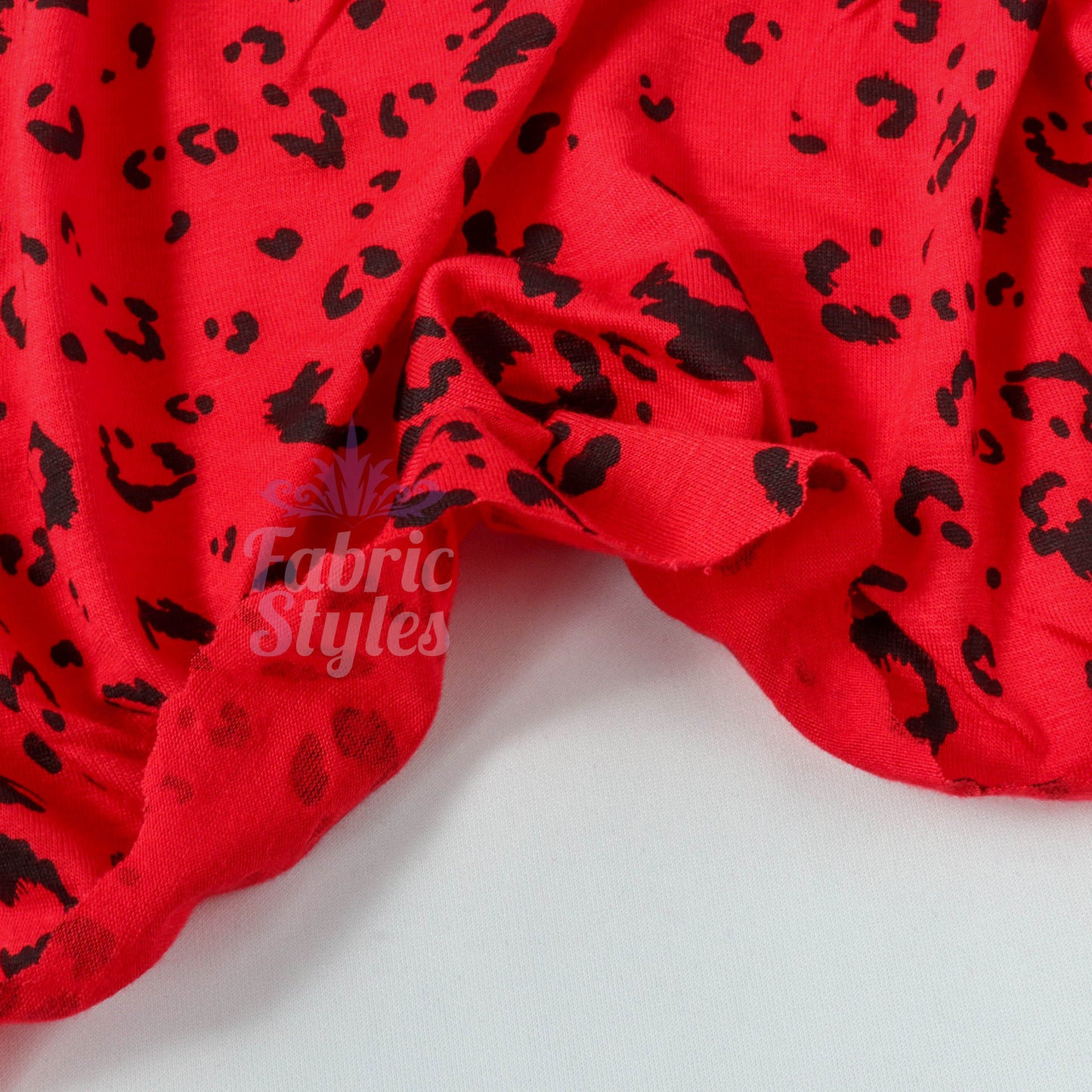 Red Leopard Viscose Elastane Fabric