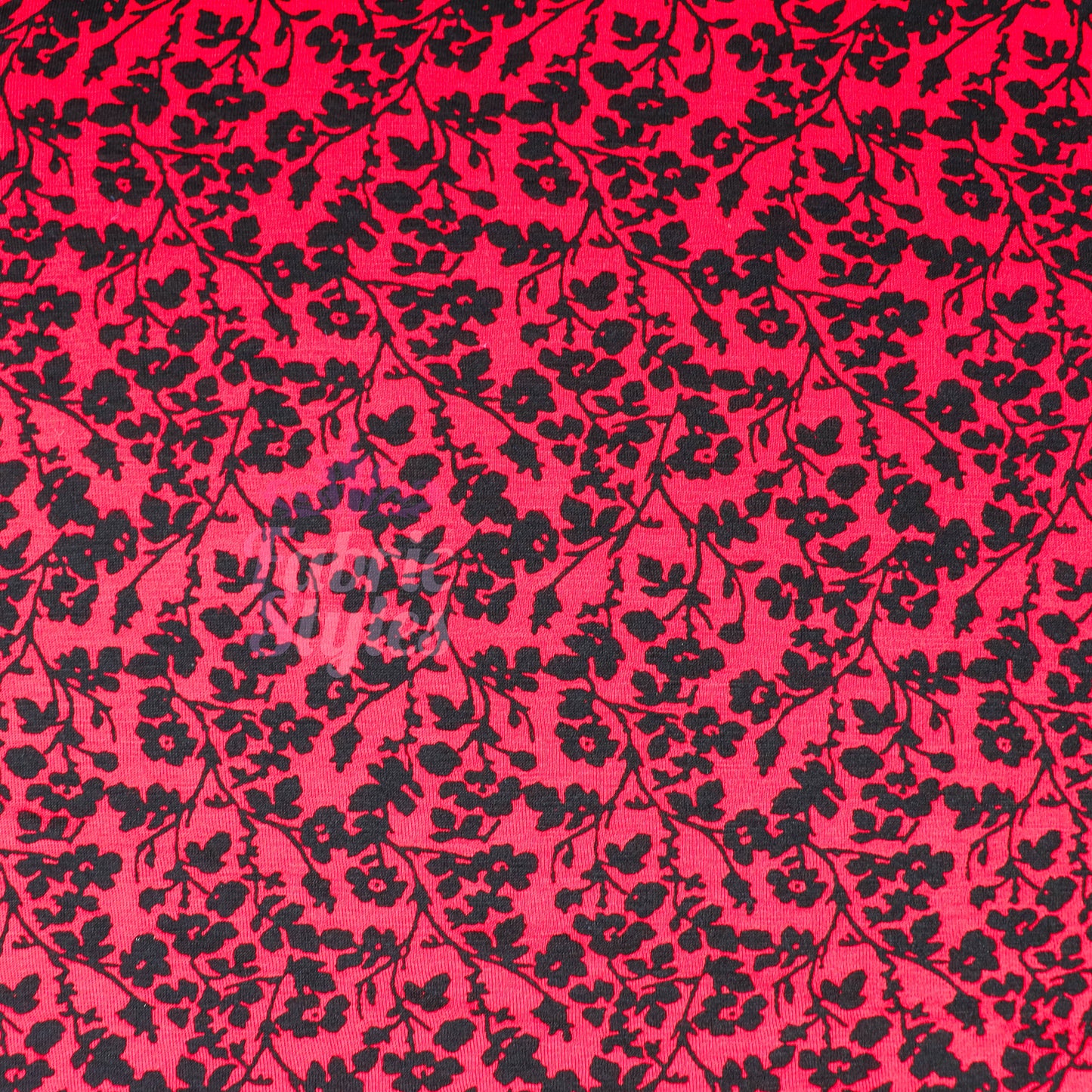 Red Black Floral Viscose Elastane Fabric