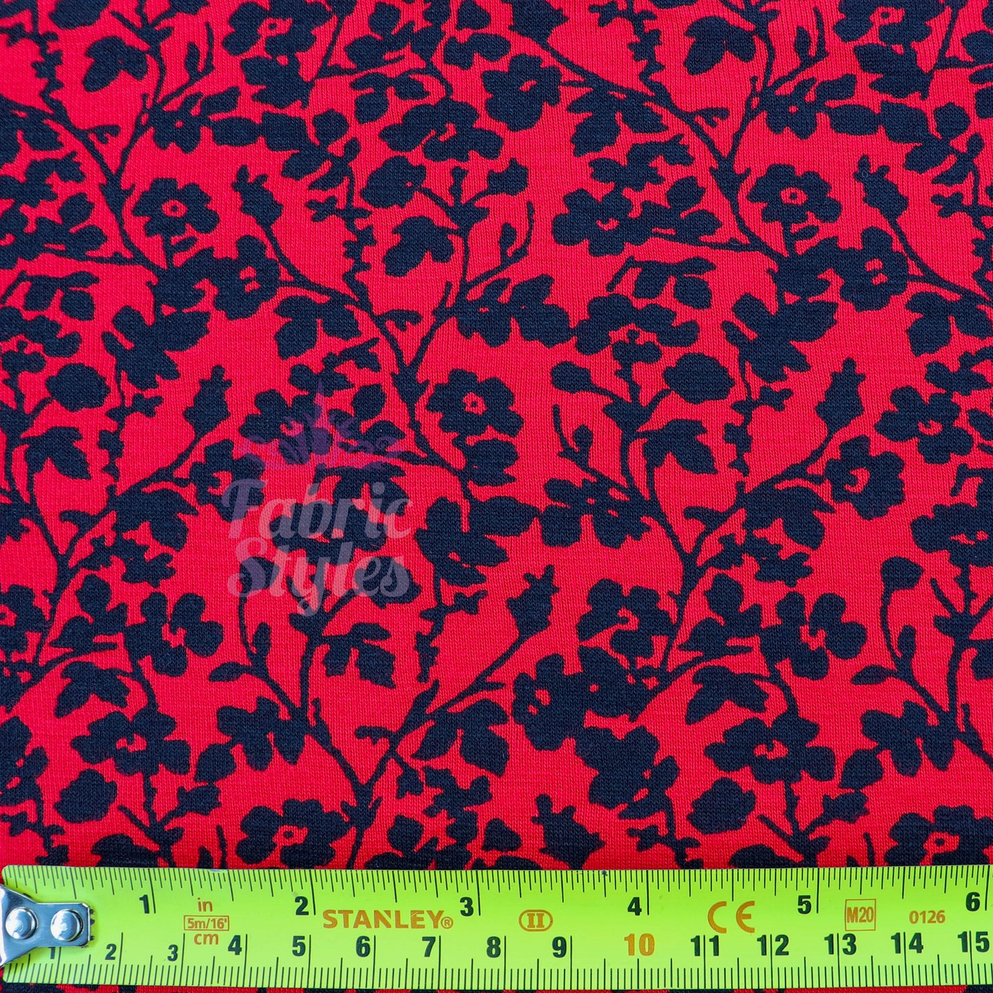 Red Black Floral Viscose Elastane Fabric