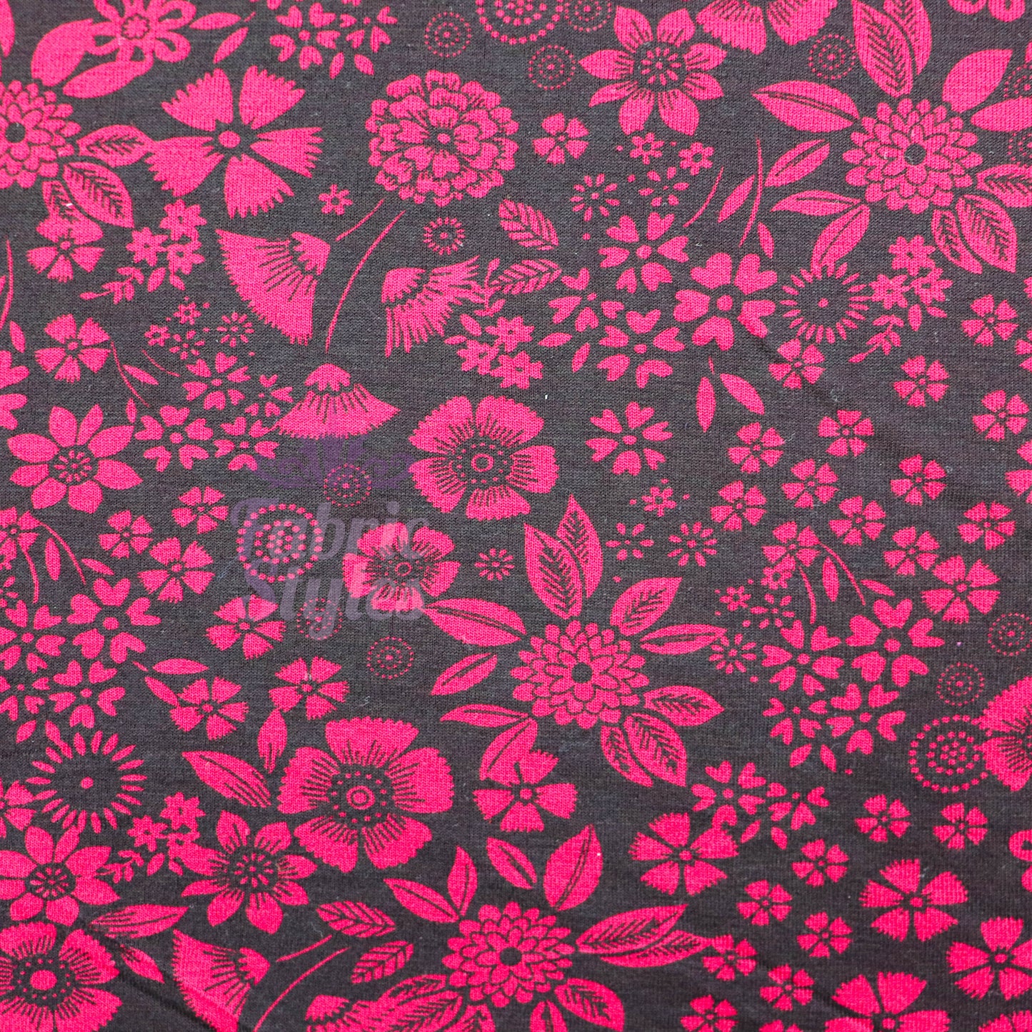 Wine Floral Viscose Elastane Fabric