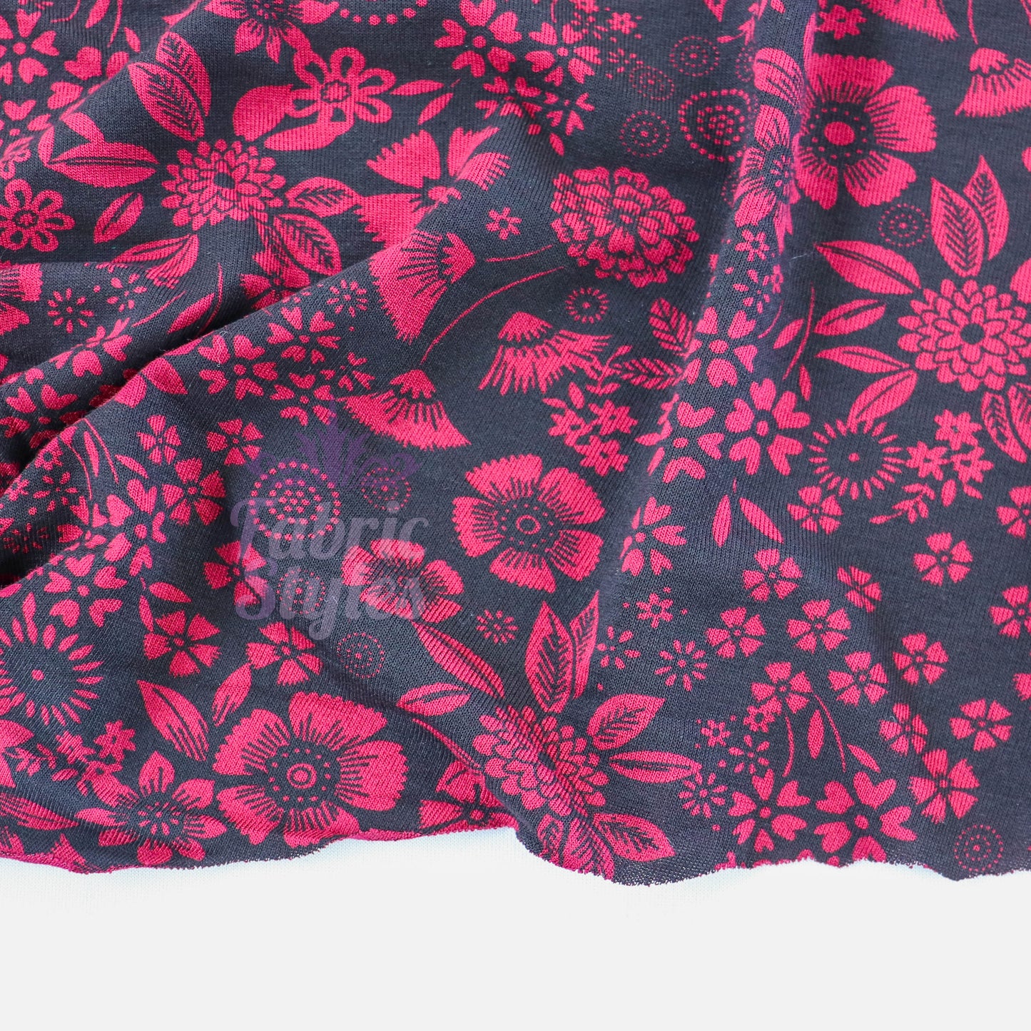 Wine Floral Viscose Elastane Fabric
