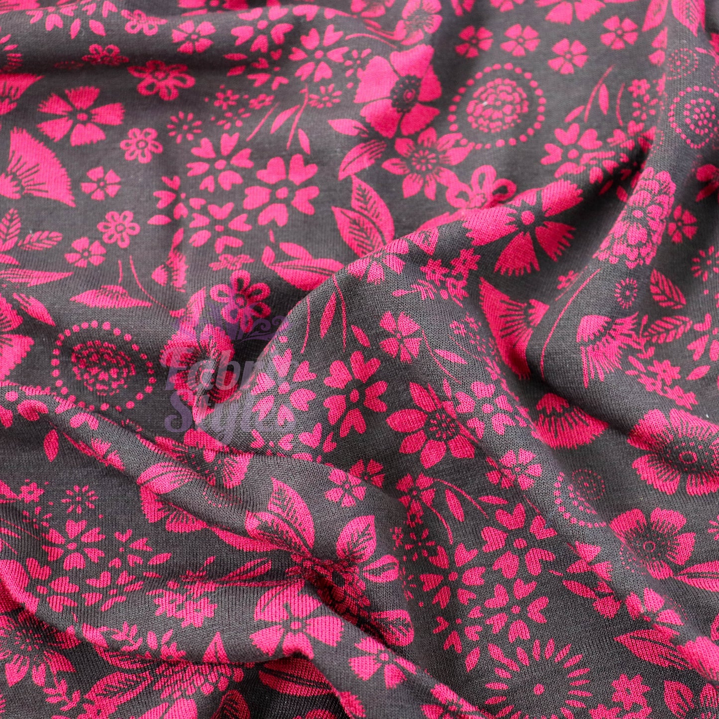 Wine Floral Viscose Elastane Fabric