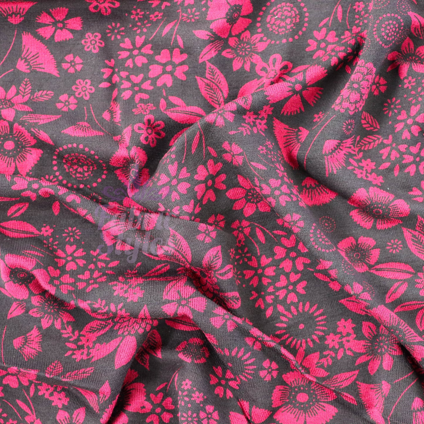 Wine Floral Viscose Elastane Fabric