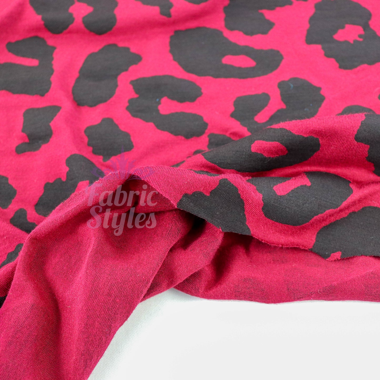 Wine Leopard Viscose Elastane Fabric