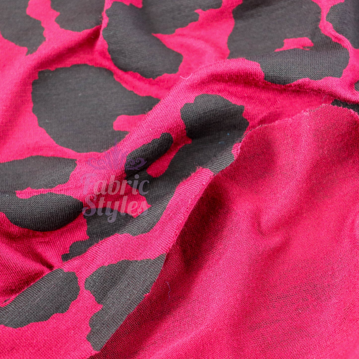 Wine Leopard Viscose Elastane Fabric