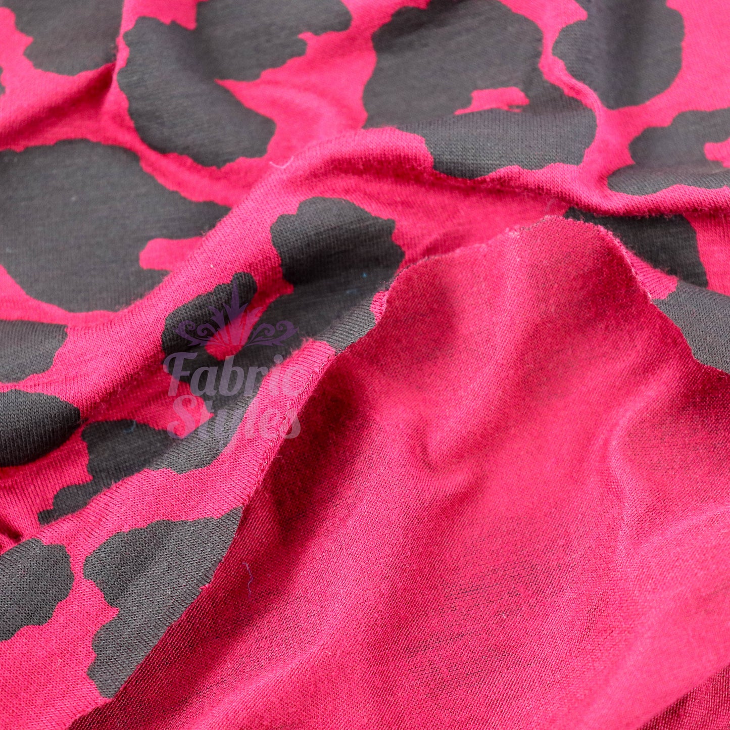 Wine Leopard Viscose Elastane Fabric