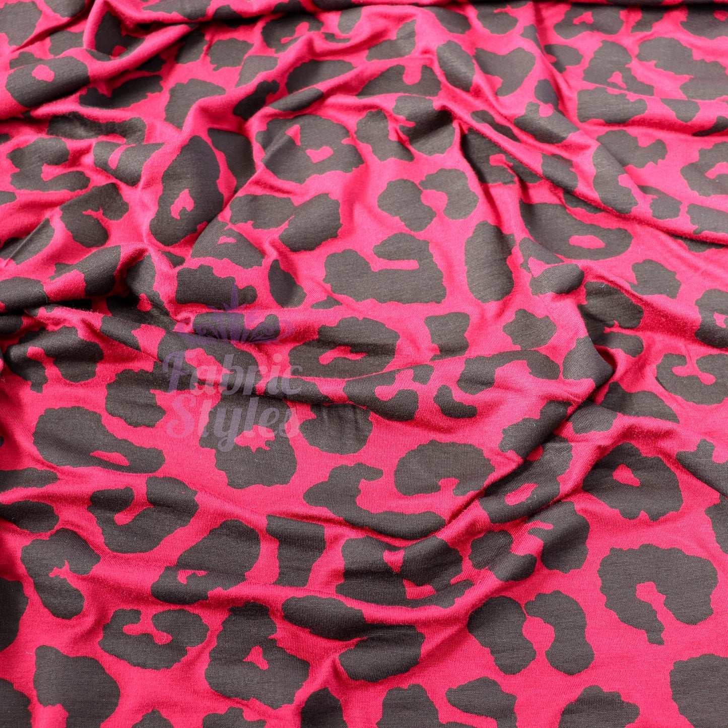 Wine Leopard Viscose Elastane Fabric