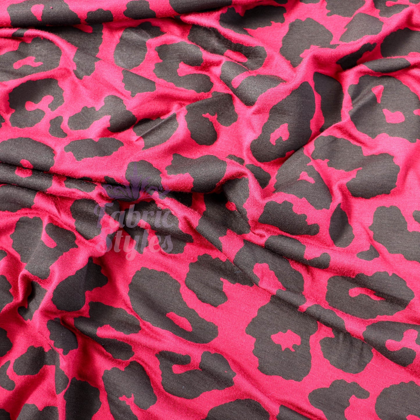 Wine Leopard Viscose Elastane Fabric