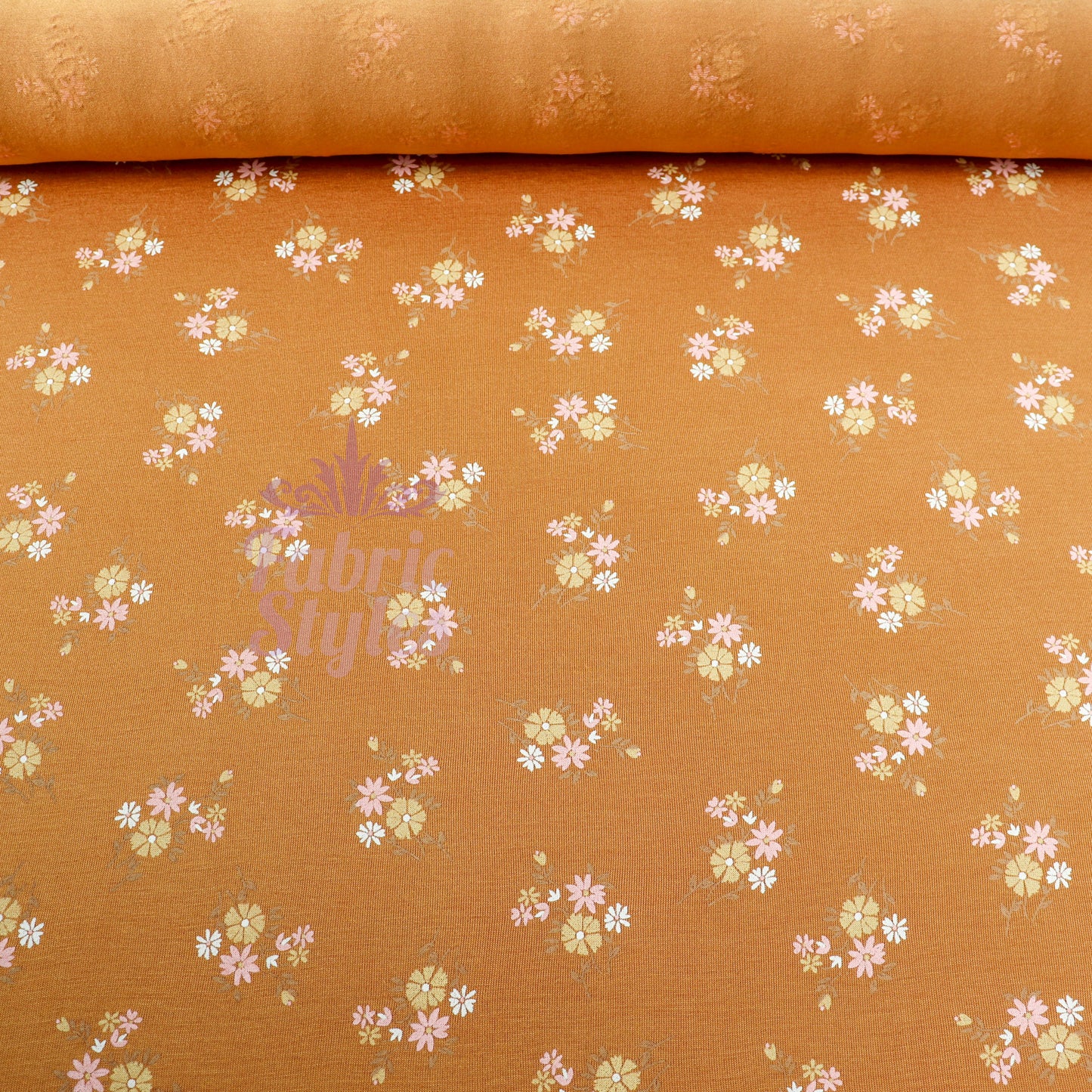 Mustard Floral Yellow Flowers Viscose Elastane Fabric
