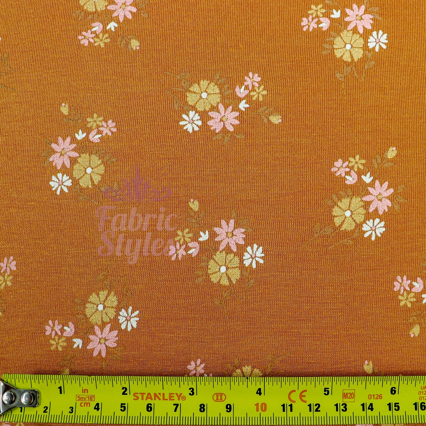 Mustard Floral Yellow Flowers Viscose Elastane Fabric