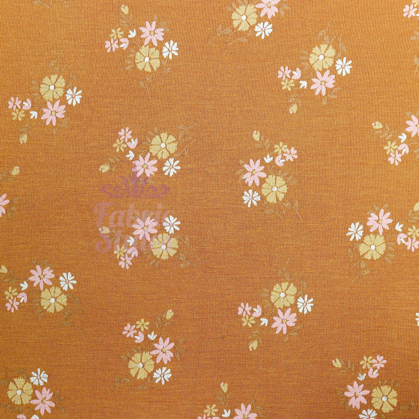 Mustard Floral Yellow Flowers Viscose Elastane Fabric