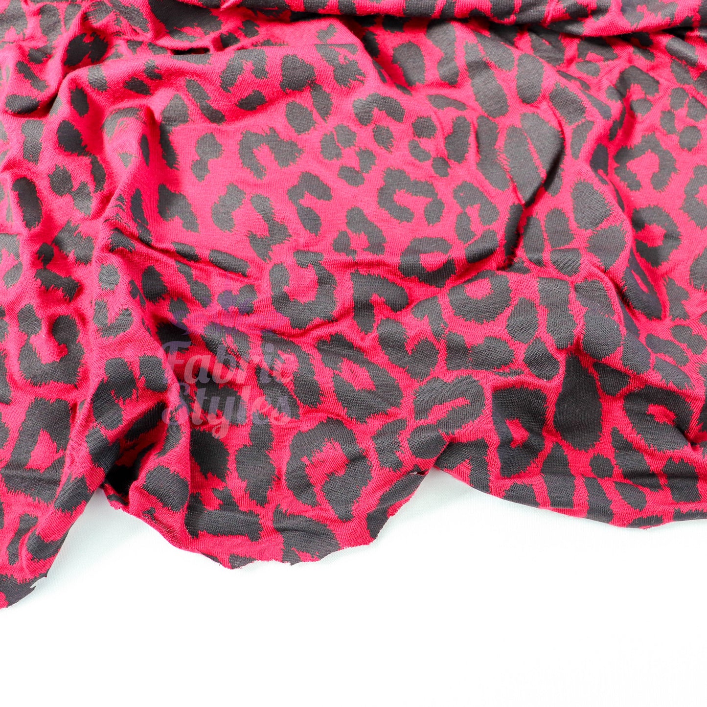 Red Leopard Viscose Elastane Fabric