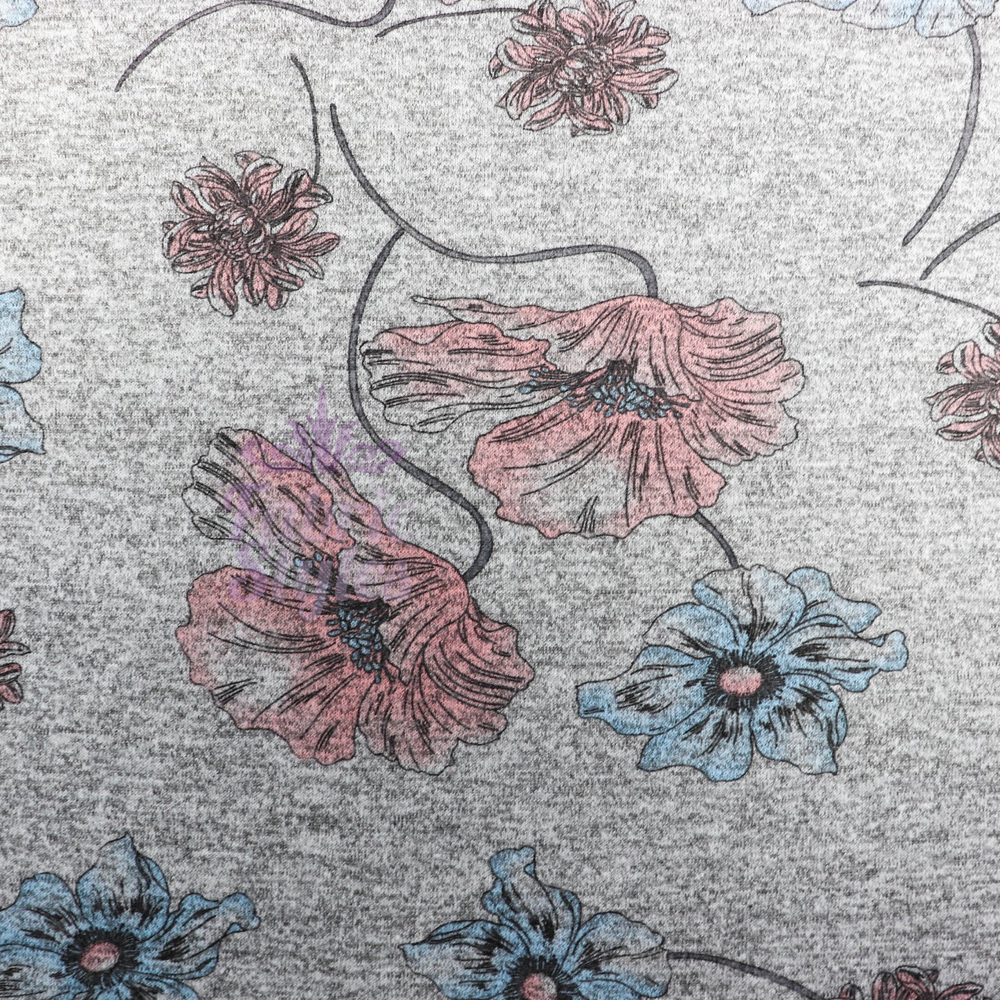 Blue Pink Floral Loungewear Fabric