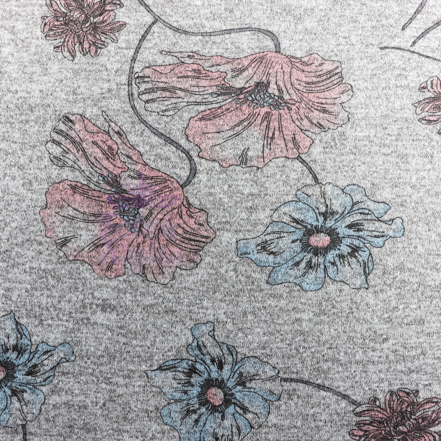 Blue Pink Floral Loungewear Fabric