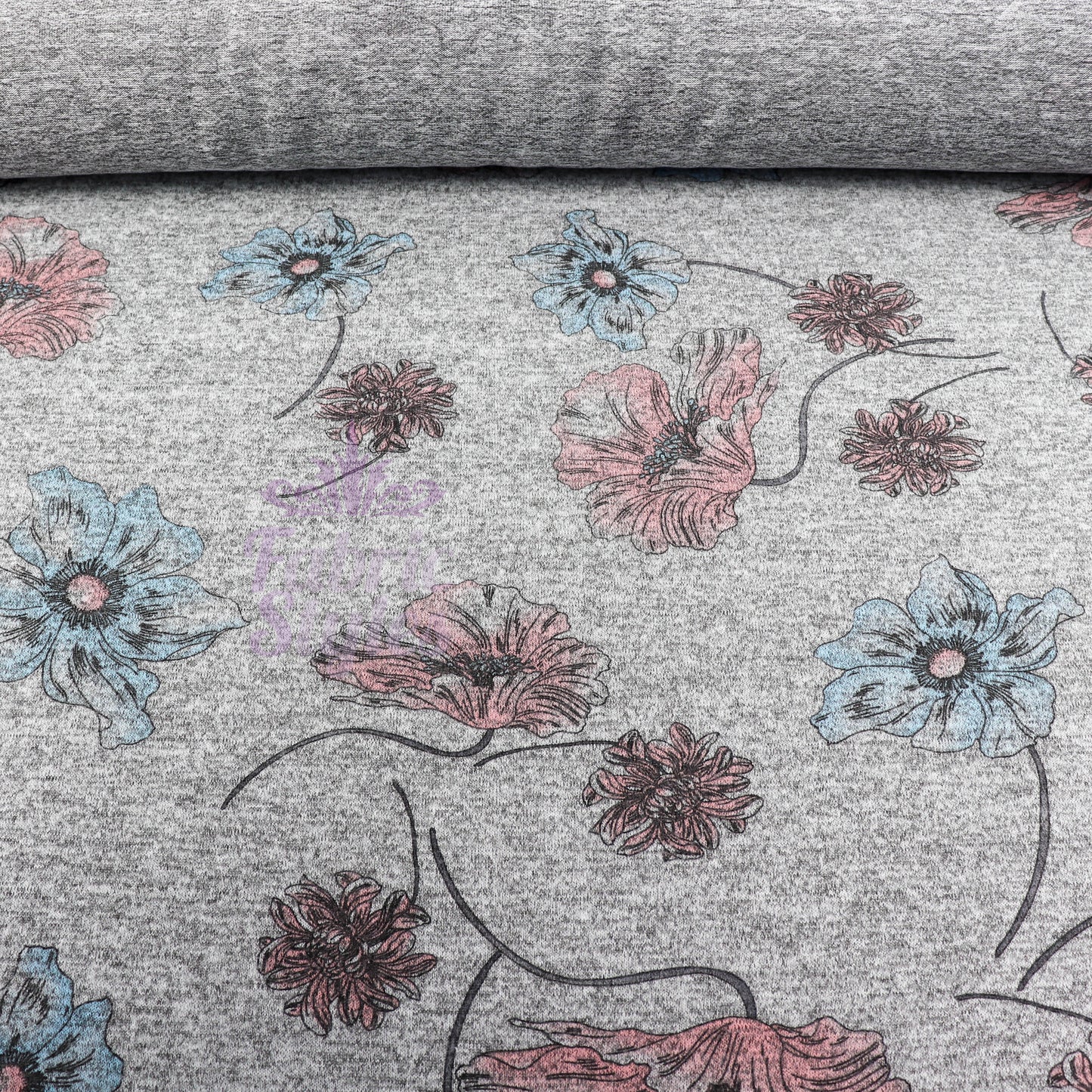 Blue Pink Floral Loungewear Fabric