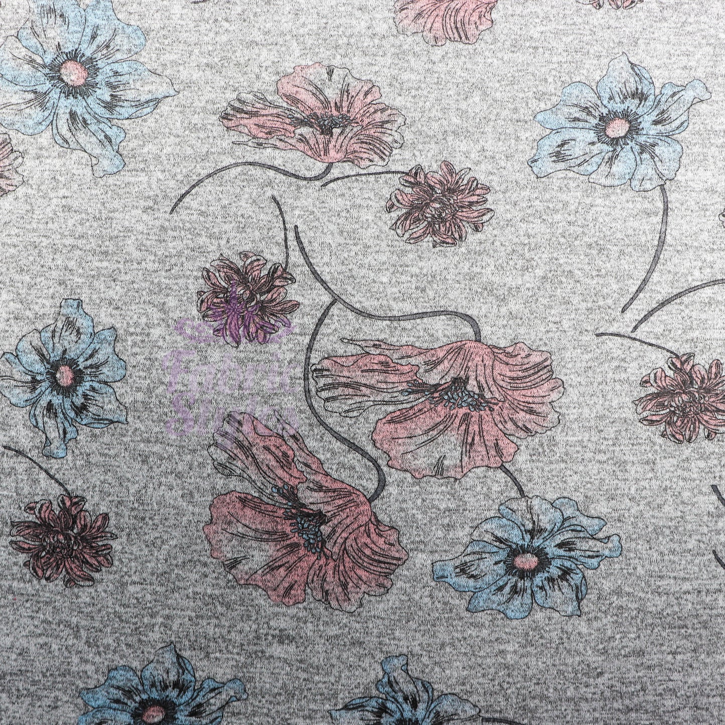 Blue Pink Floral Loungewear Fabric