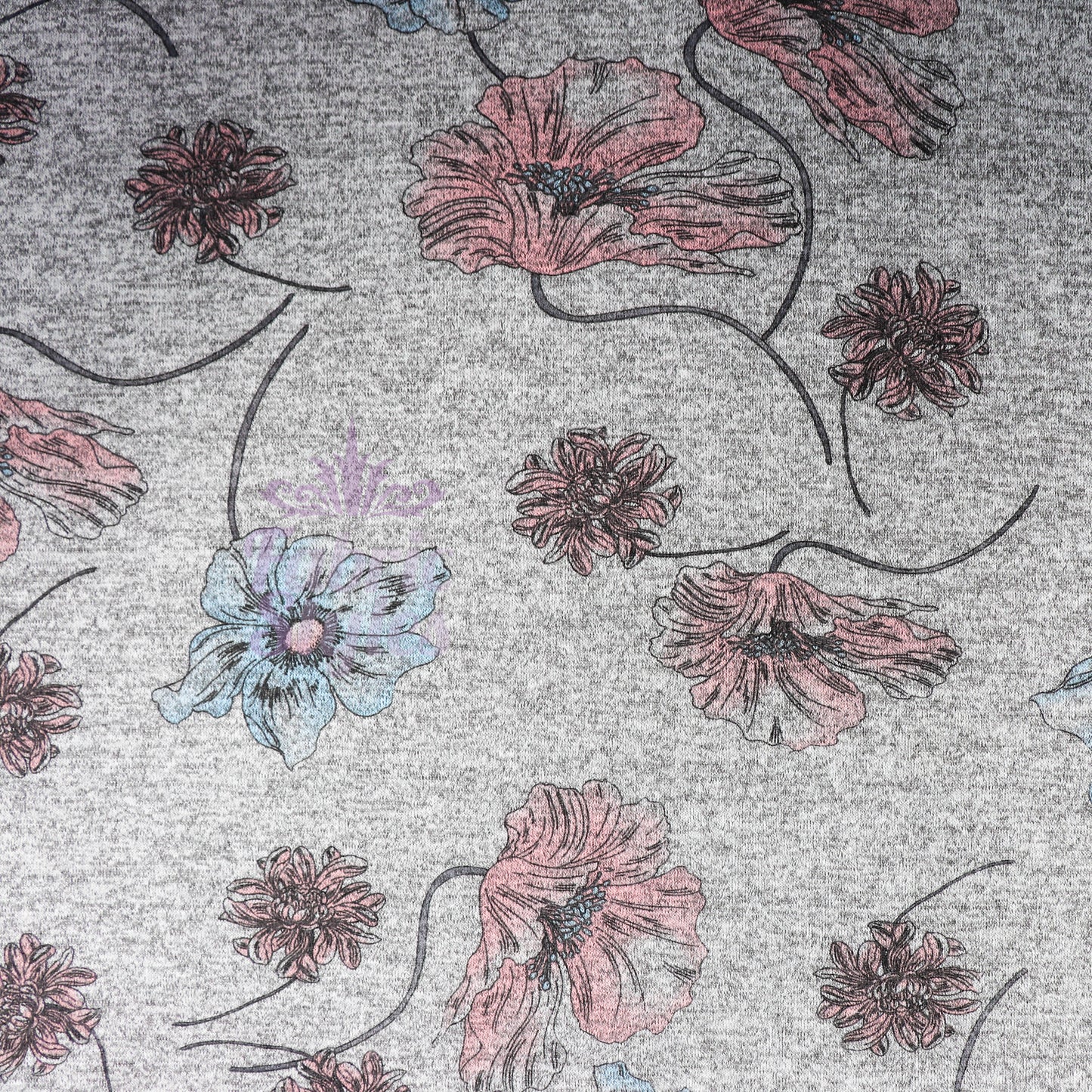 Blue Pink Floral Loungewear Fabric