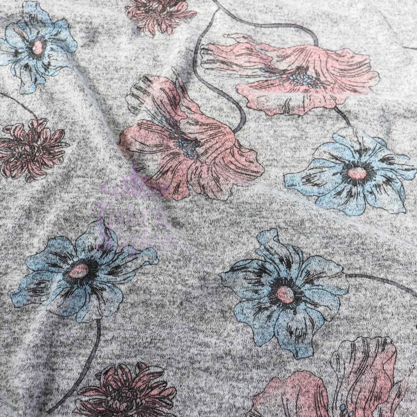 Blue Pink Floral Loungewear Fabric