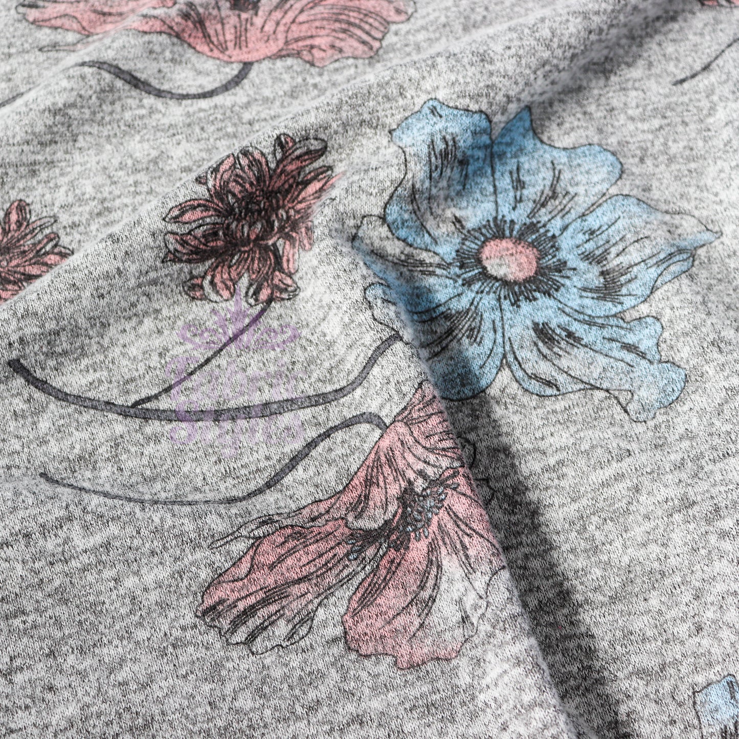 Blue Pink Floral Loungewear Fabric