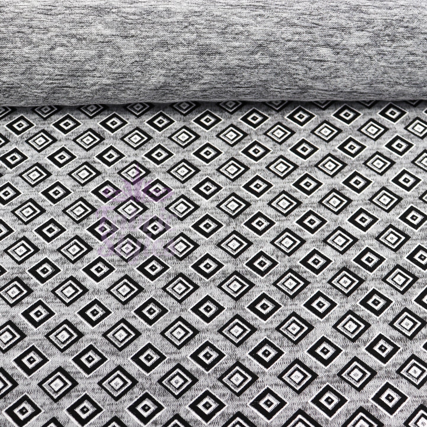 Geometric Squares Grey Loungewear Fabric