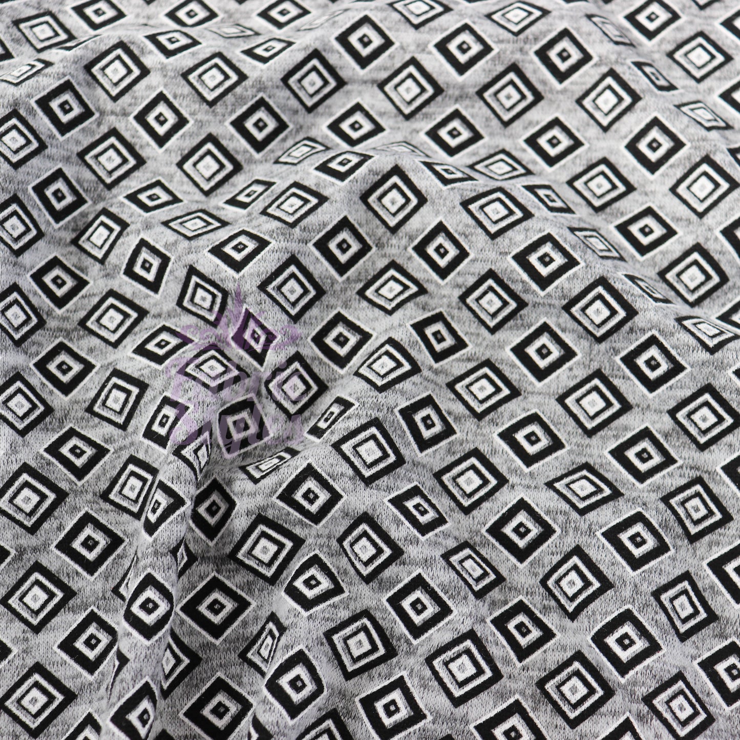 Geometric Squares Grey Loungewear Fabric