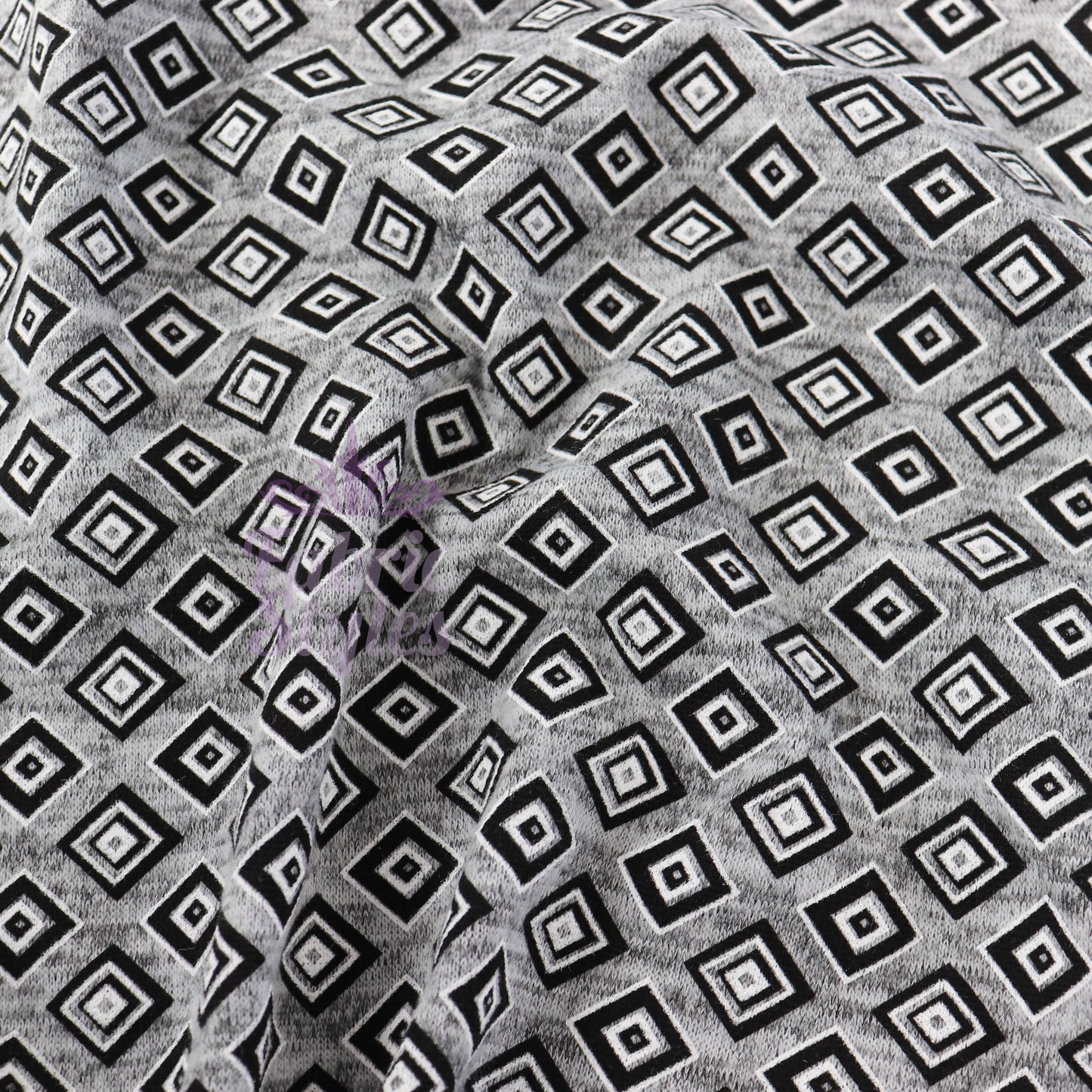 Geometric Squares Grey Loungewear Fabric