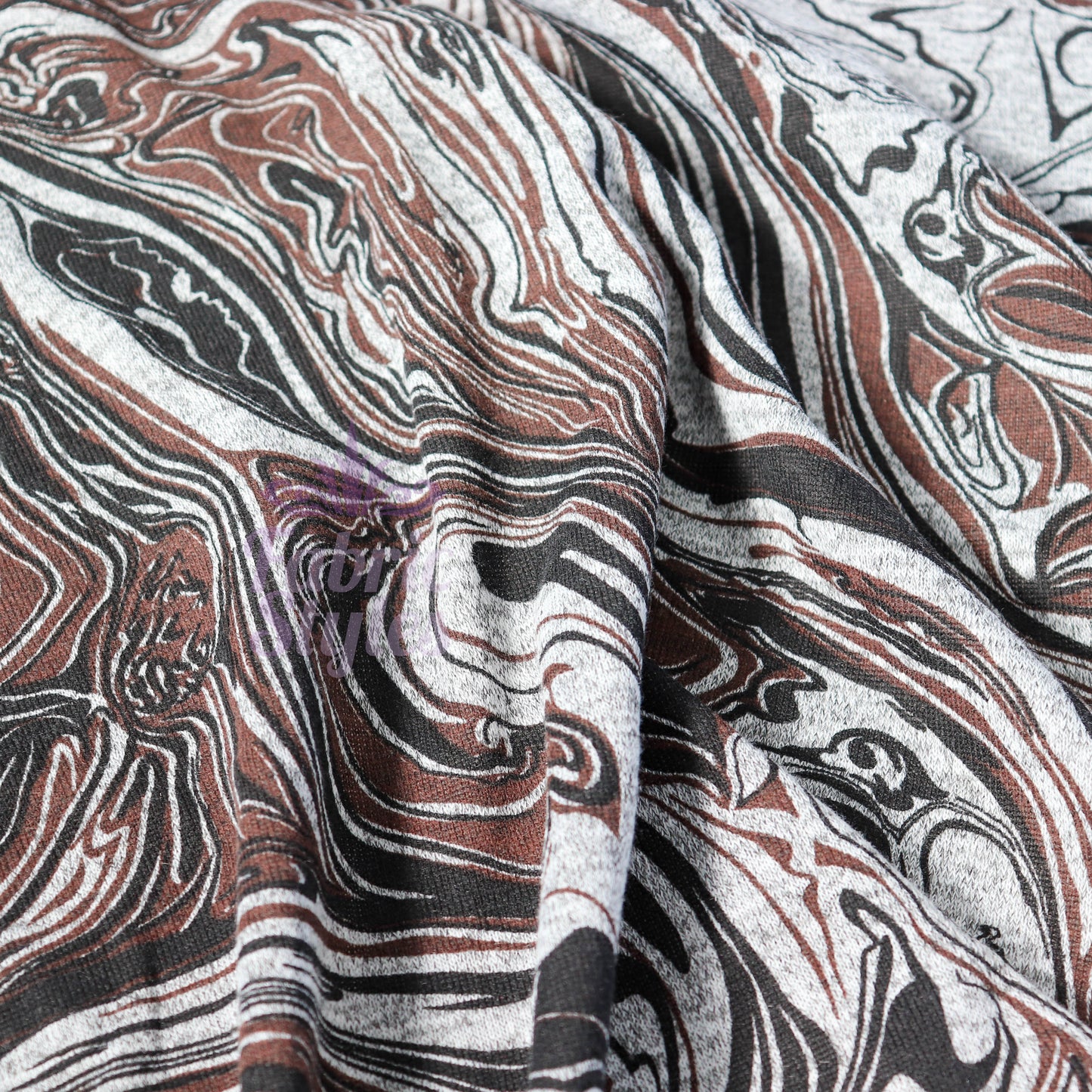 Brown Black Tie Dye Loungewear Fabric