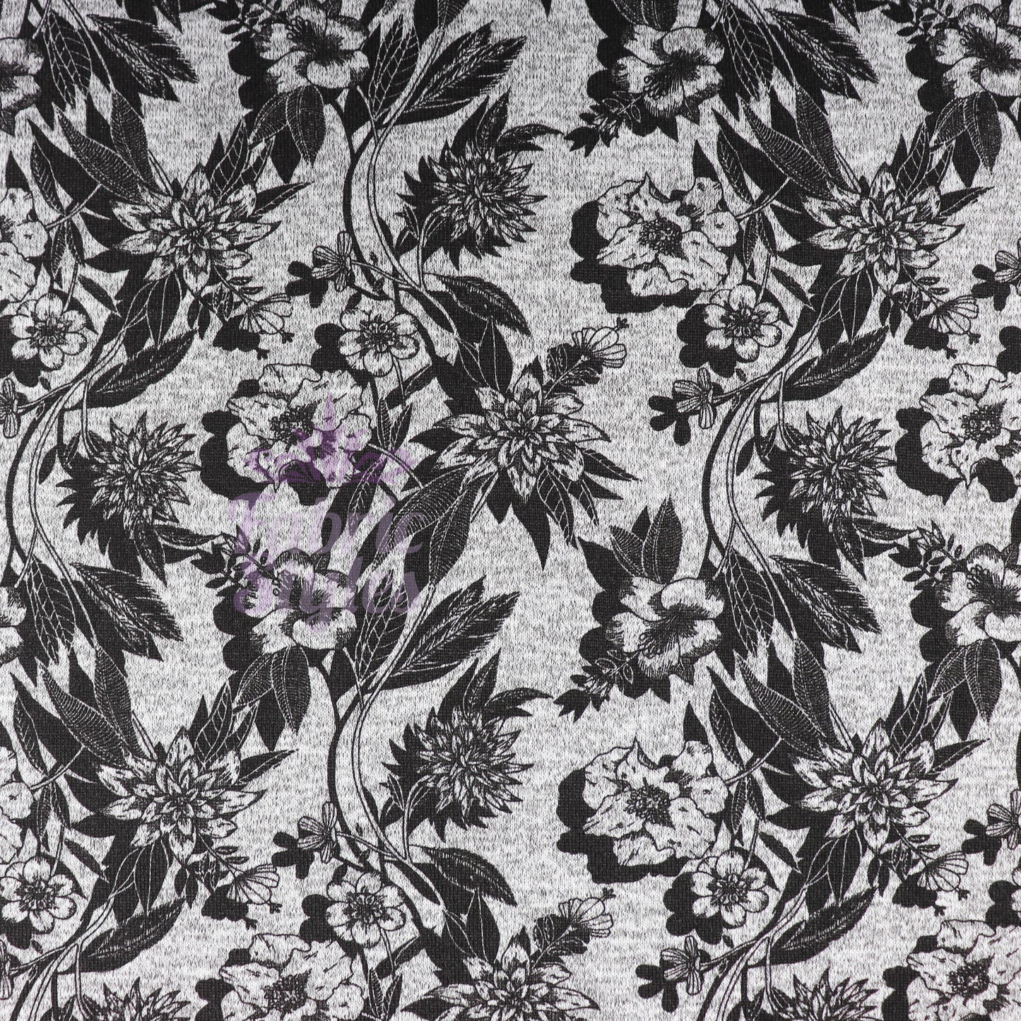 Black Floral Loungewear Fabric