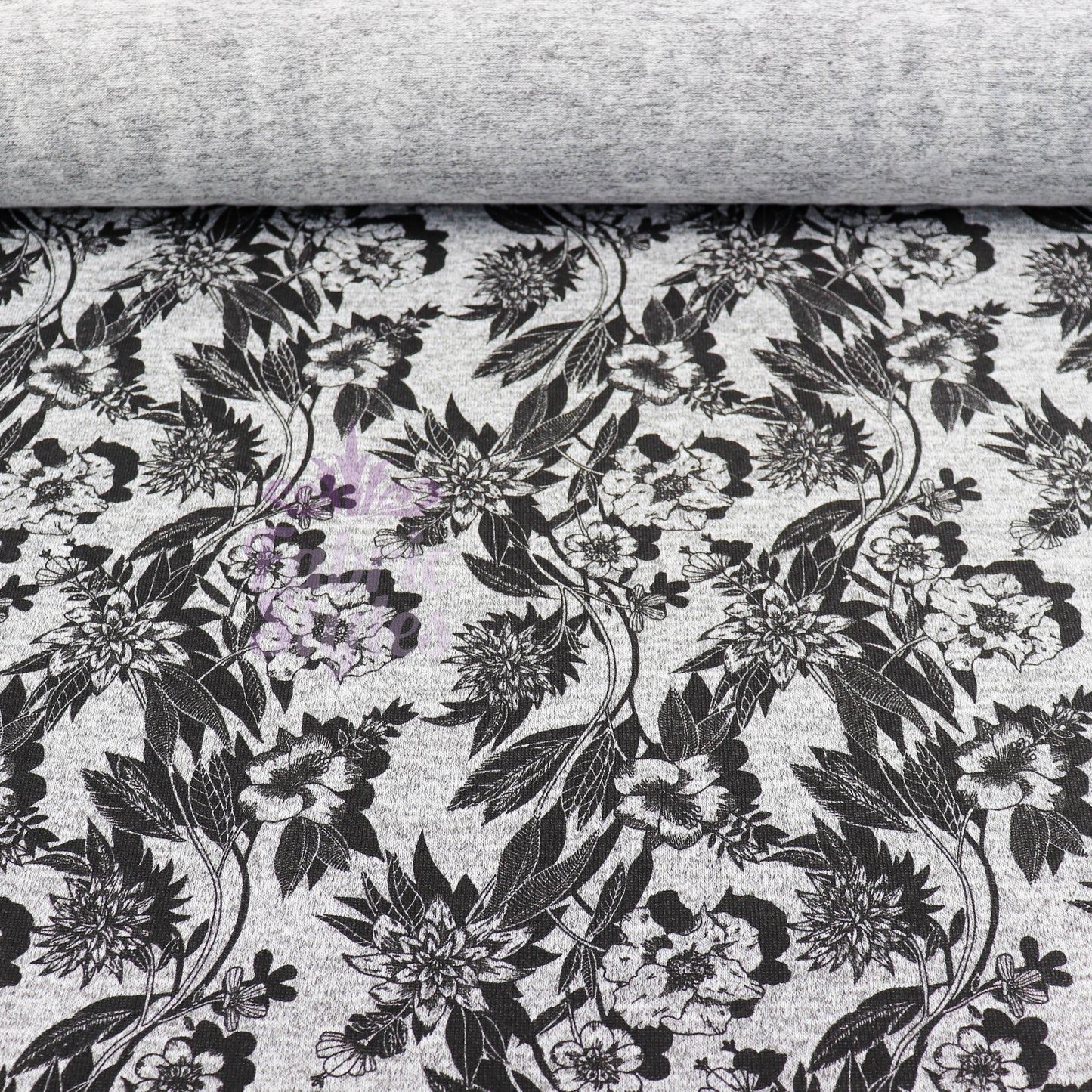 Black Floral Loungewear Fabric