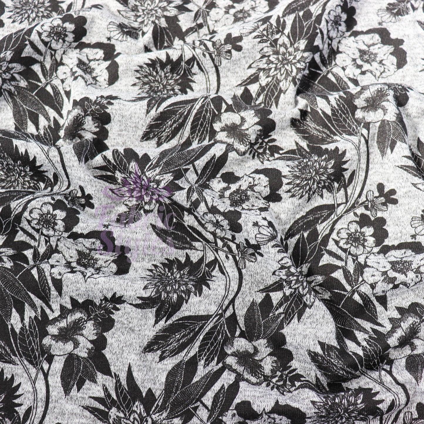 Black Floral Loungewear Fabric