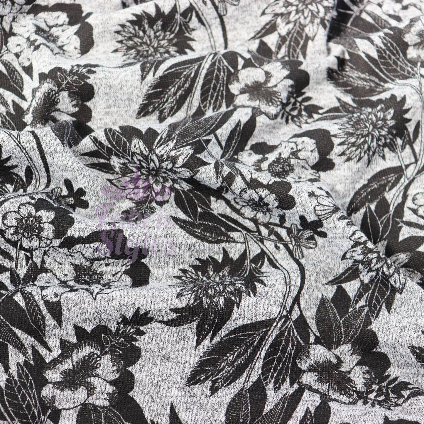 Black Floral Loungewear Fabric