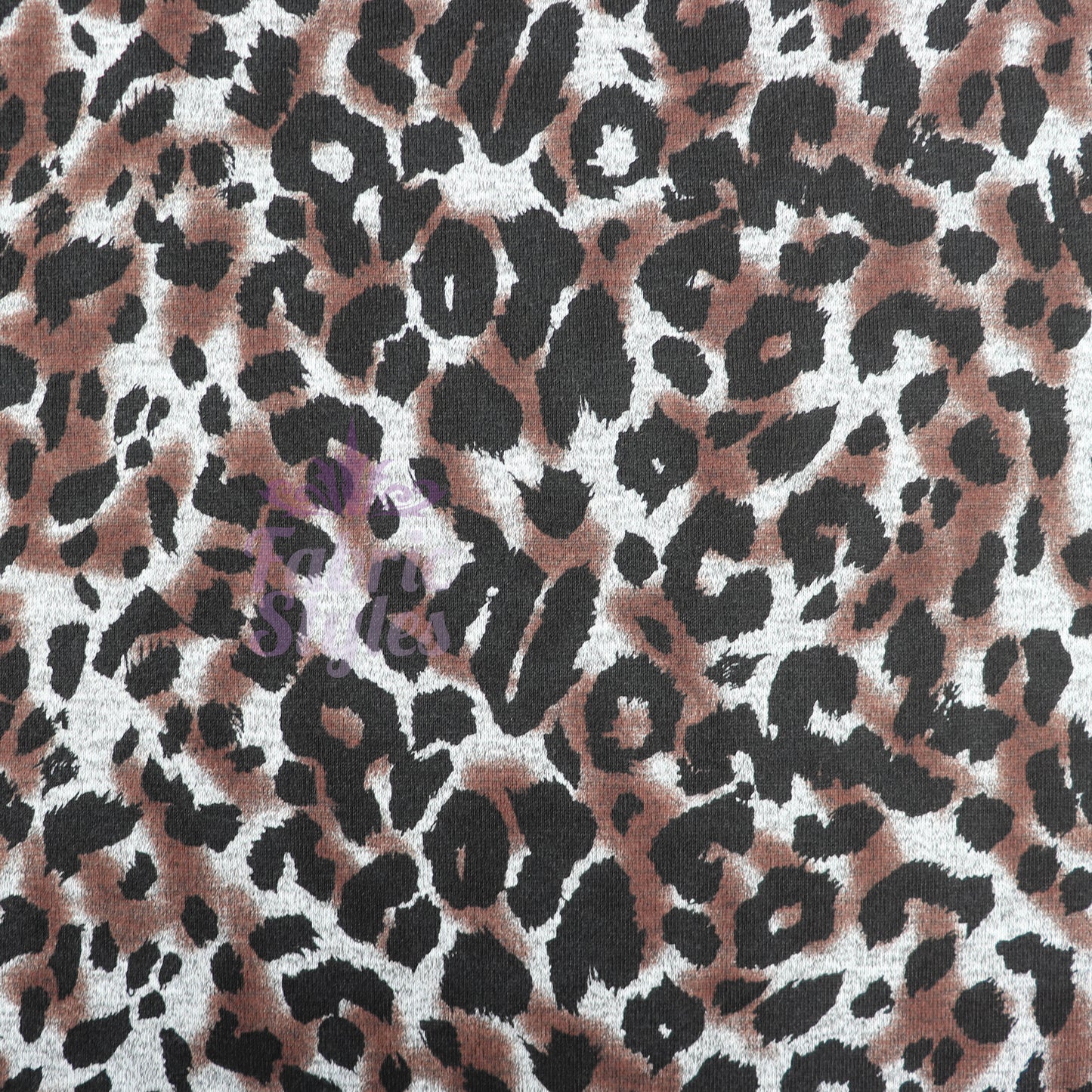 Grey Brown Tie Dye Leopard Loungewear Fabric
