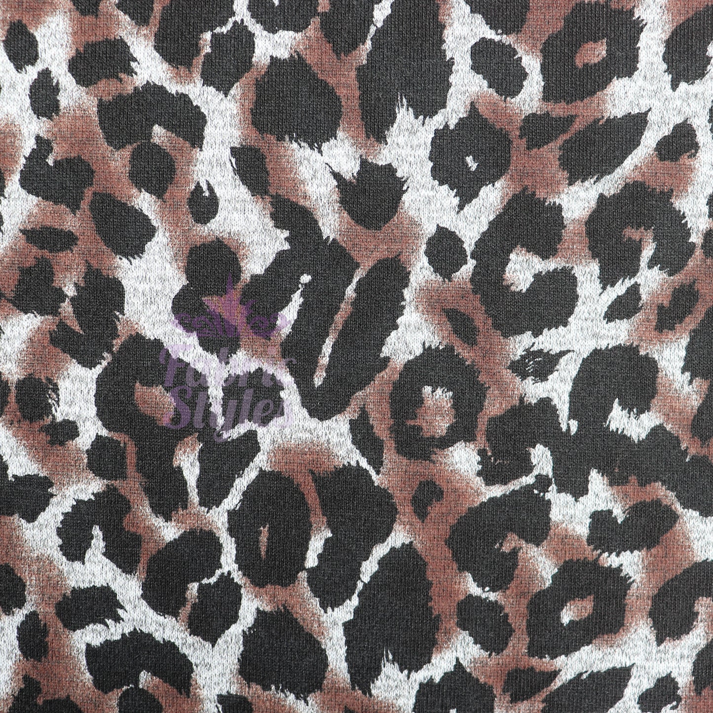 Grey Brown Tie Dye Leopard Loungewear Fabric