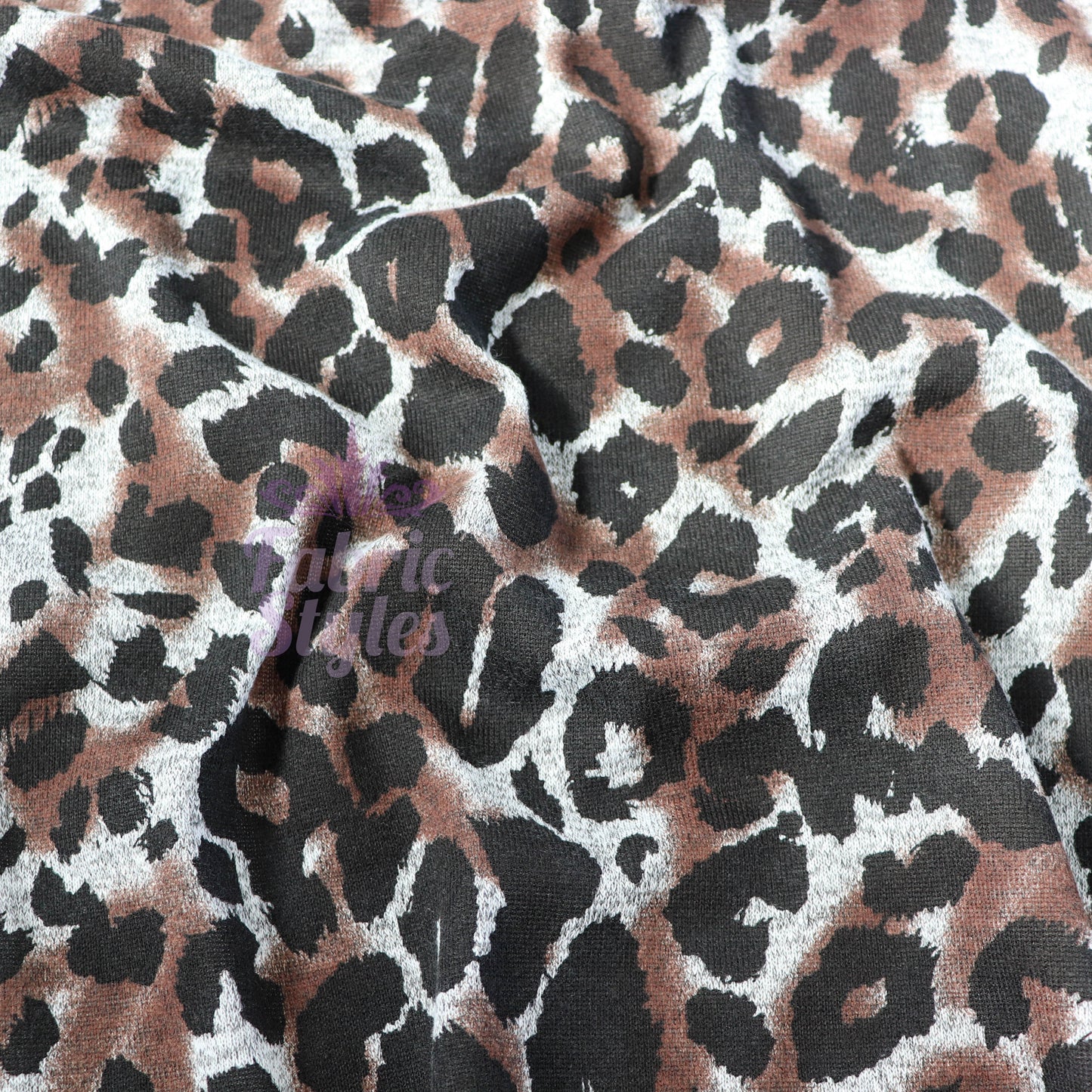Grey Brown Tie Dye Leopard Loungewear Fabric