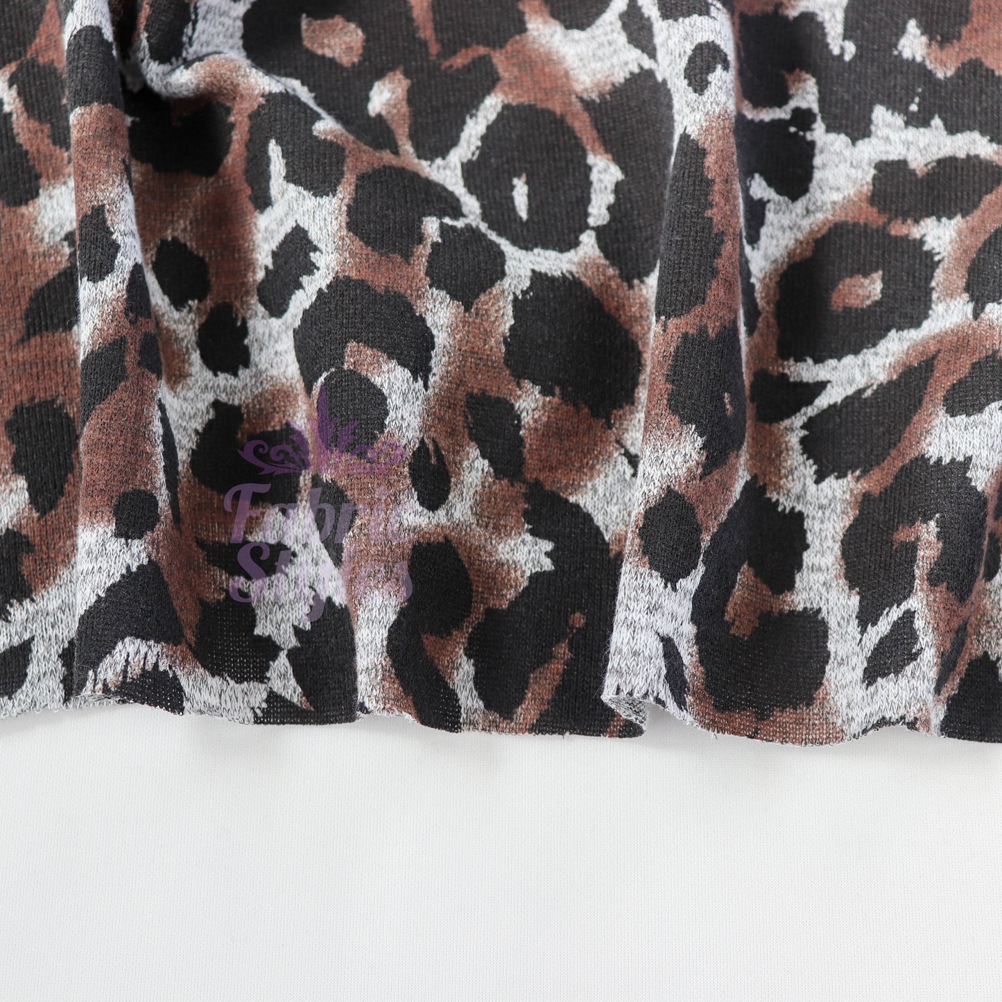 Grey Brown Tie Dye Leopard Loungewear Fabric