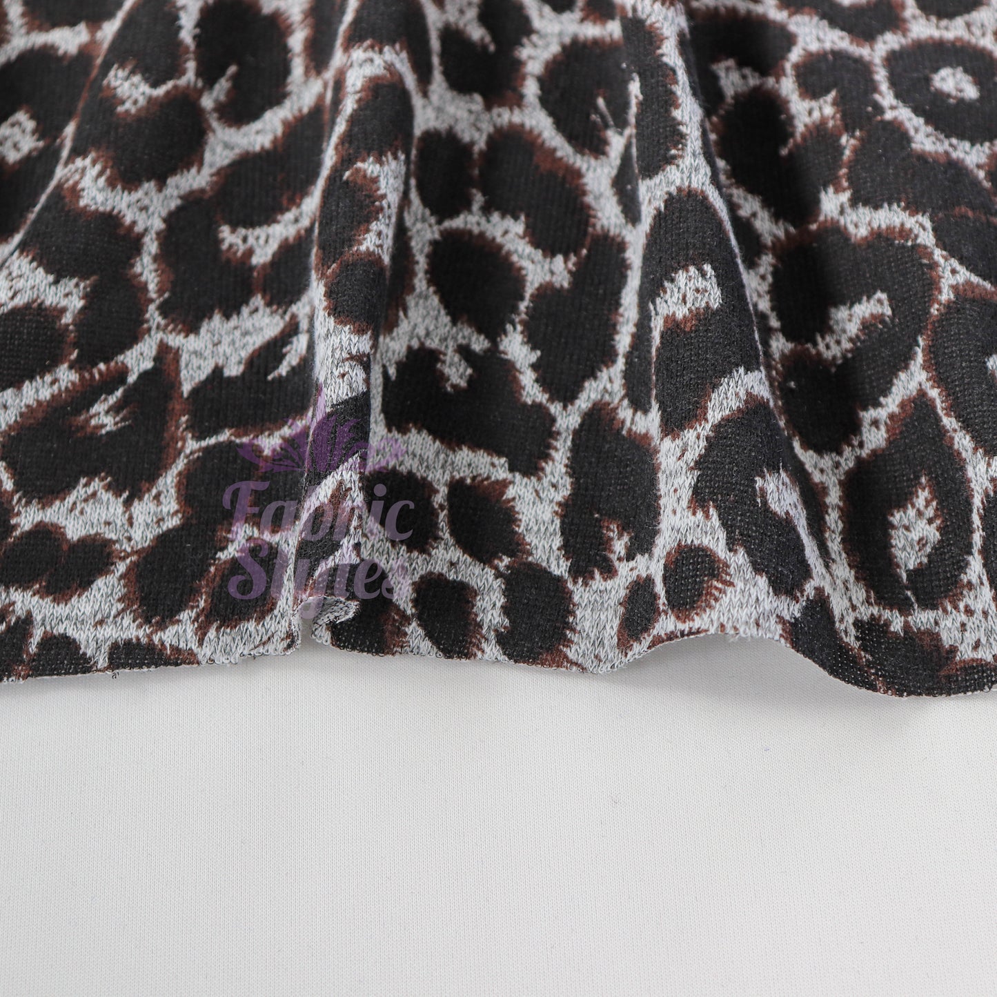 Grey Brown Leopard Loungewear Fabric