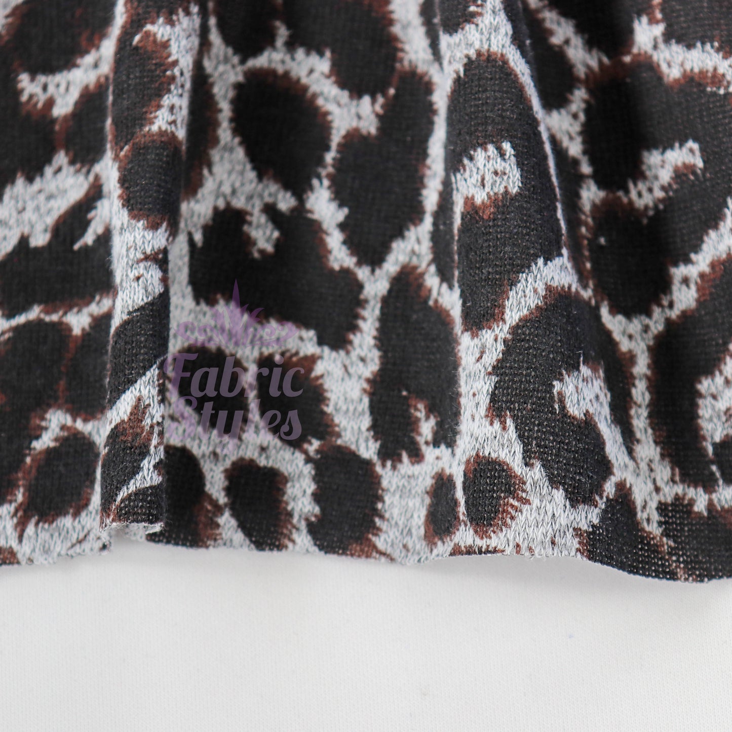 Grey Brown Leopard Loungewear Fabric