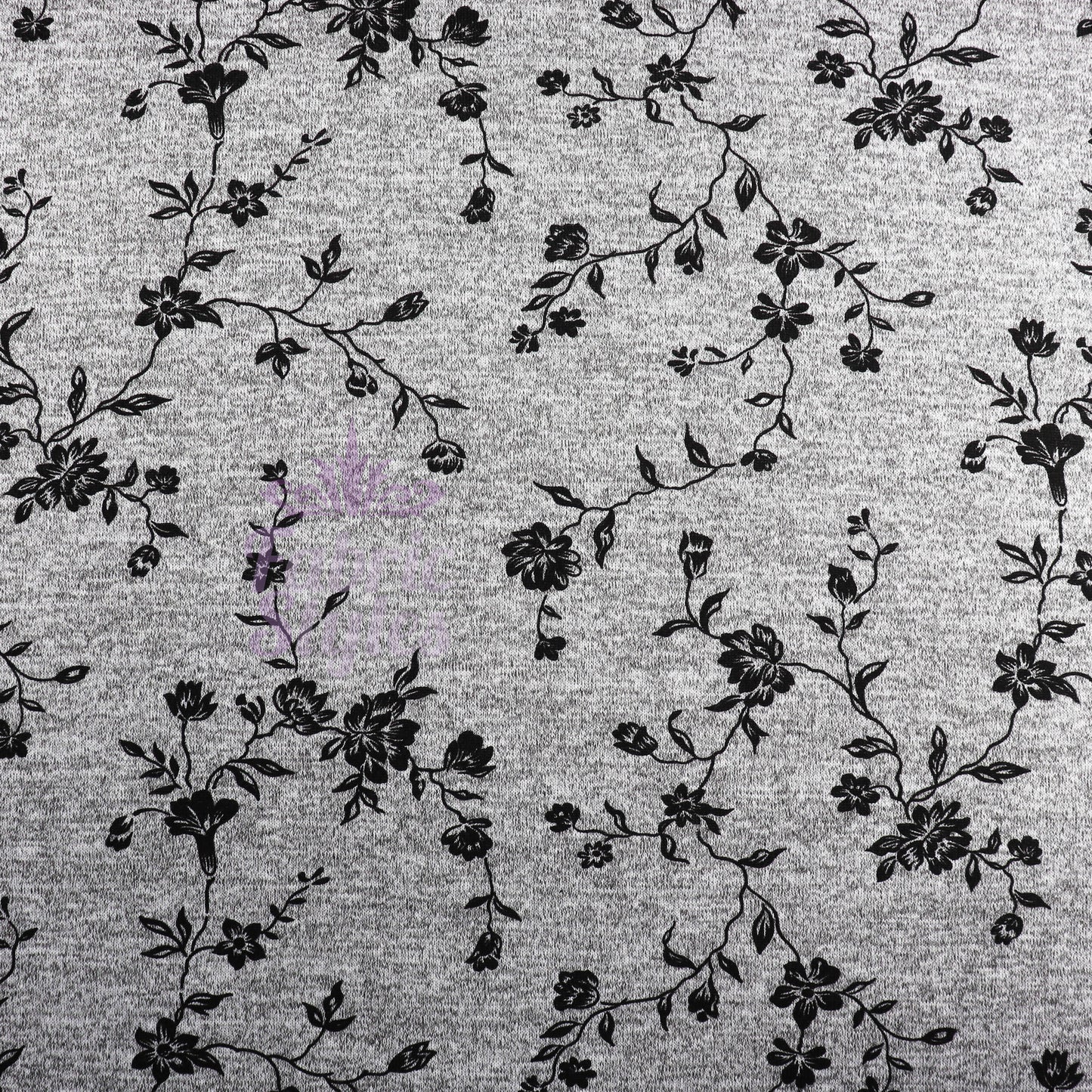 Black Floral Print Loungewear Fabric