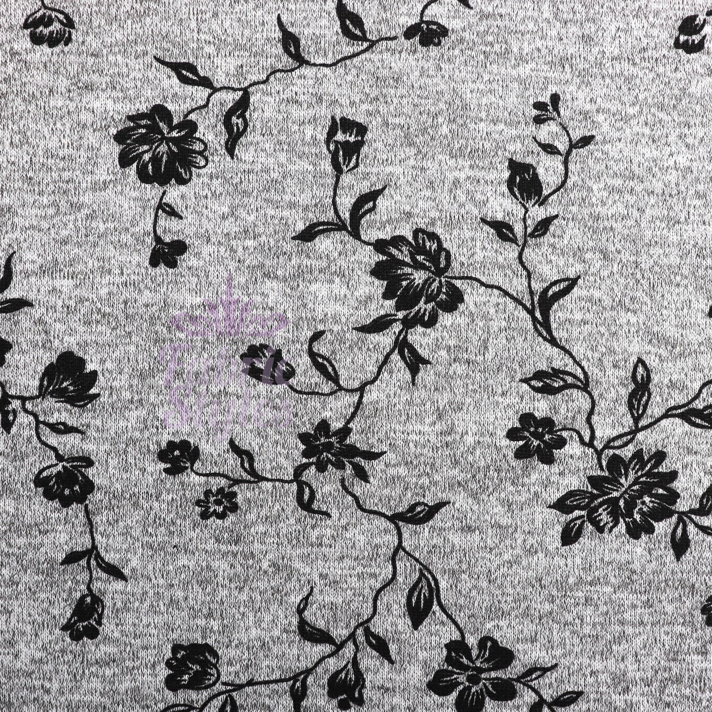 Black Floral Print Loungewear Fabric