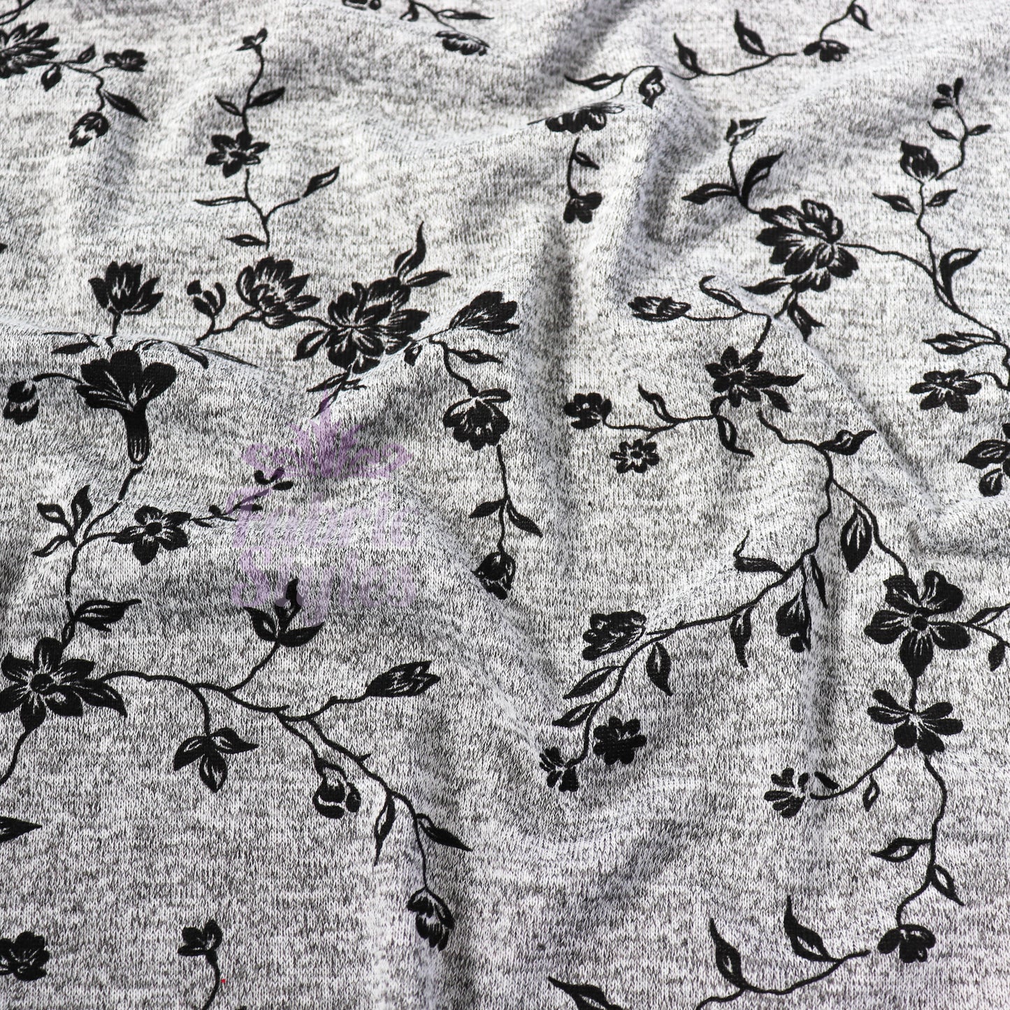Black Floral Print Loungewear Fabric