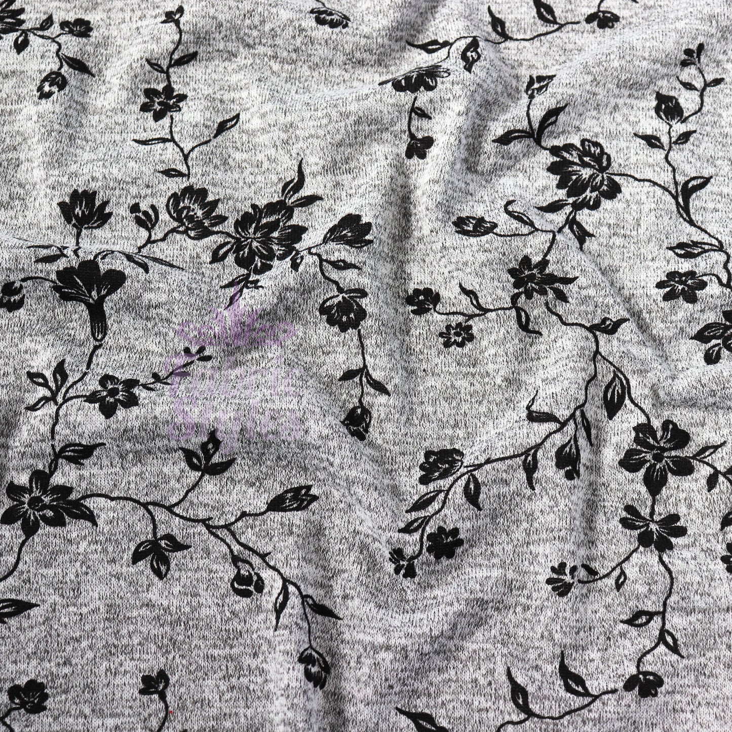 Black Floral Print Loungewear Fabric