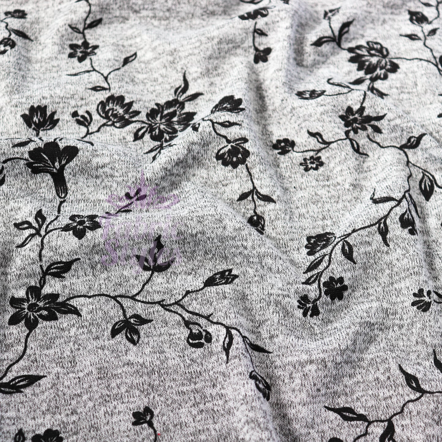 Black Floral Print Loungewear Fabric