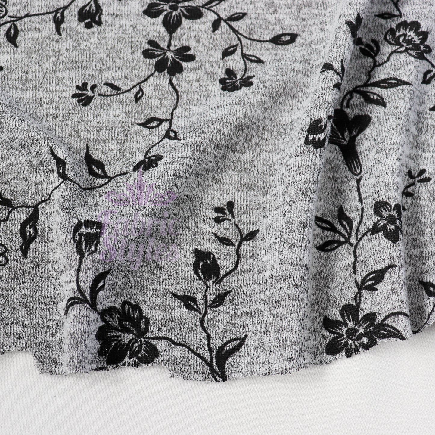 Black Floral Print Loungewear Fabric